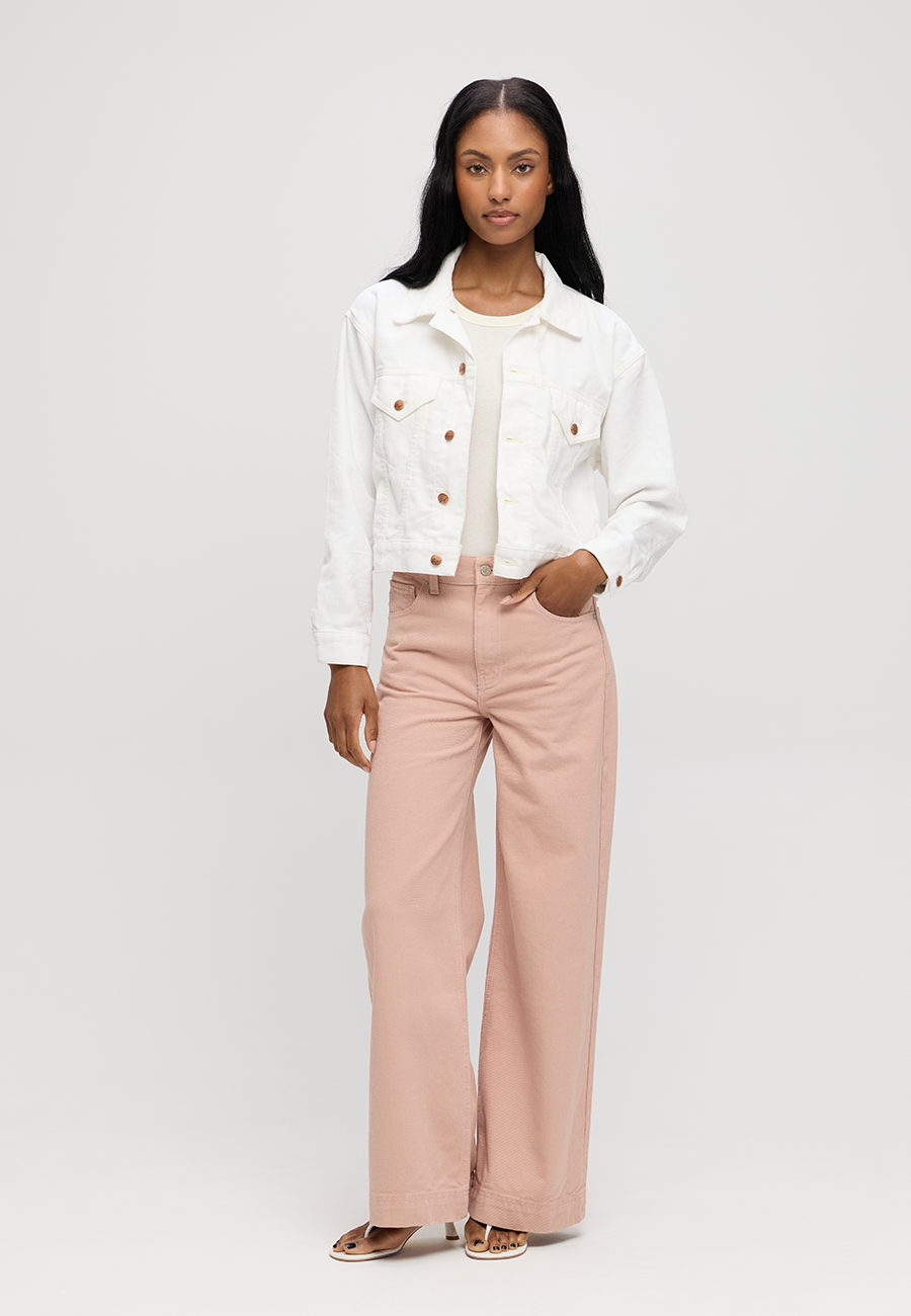 Chelsey Jacket - White Corduroy with Yellow