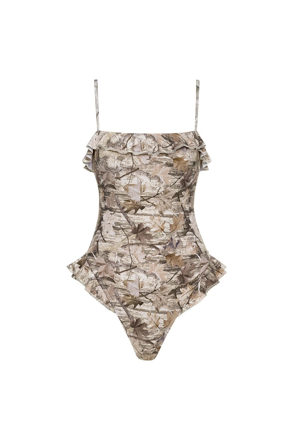 Camo Jacelyn Ruffle One-Piece