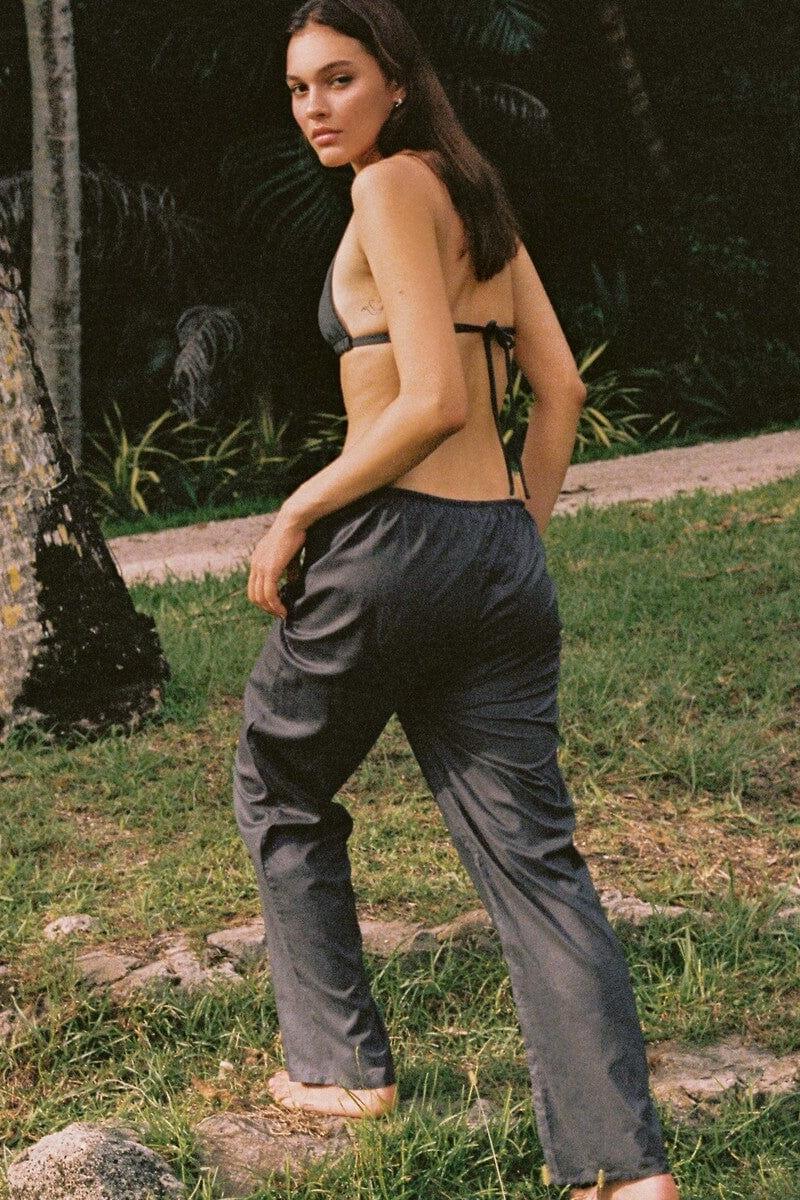 Charcoal Drawstring Wide Leg Pant