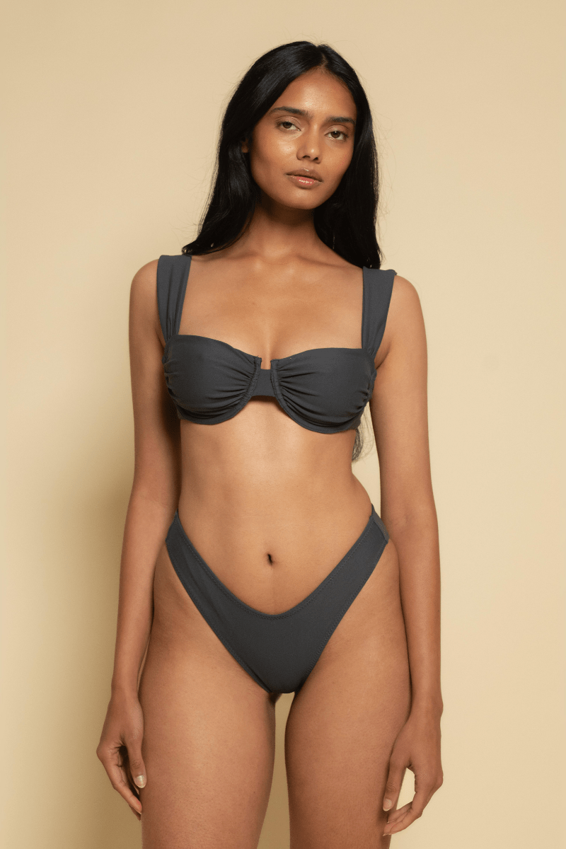 Charcoal Lulu (Zig-Zag Stitch) Bikini Bottom