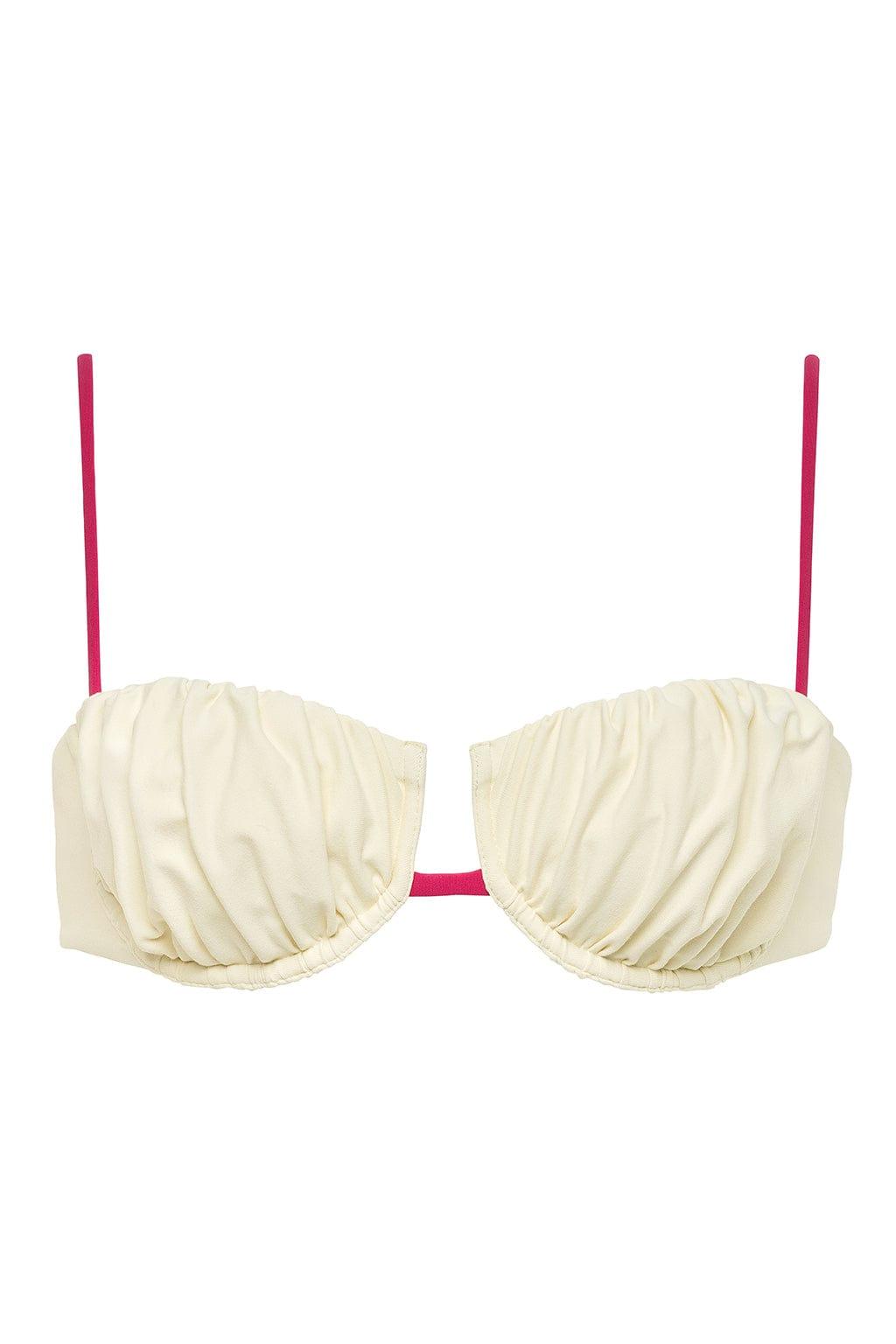 Cream Raspberry Binded Petal Bikini Top