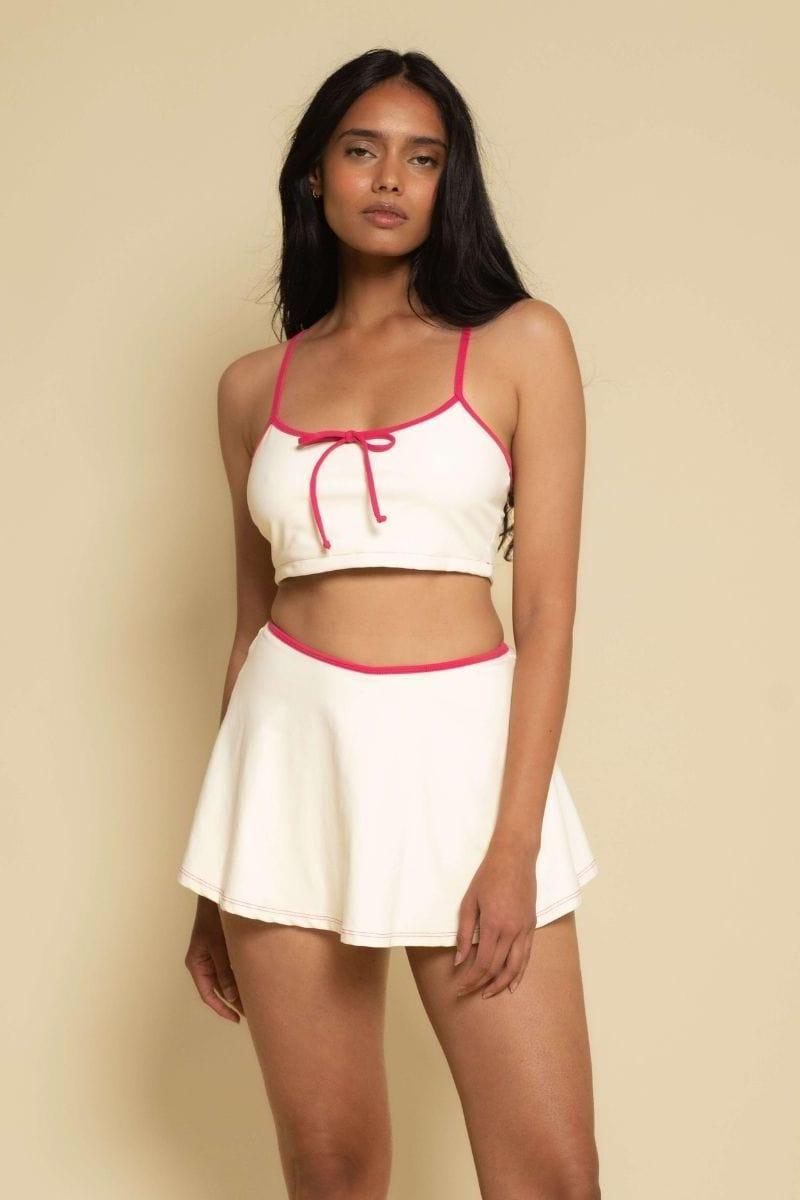 Cream Raspberry Binded Racerback Sport Top