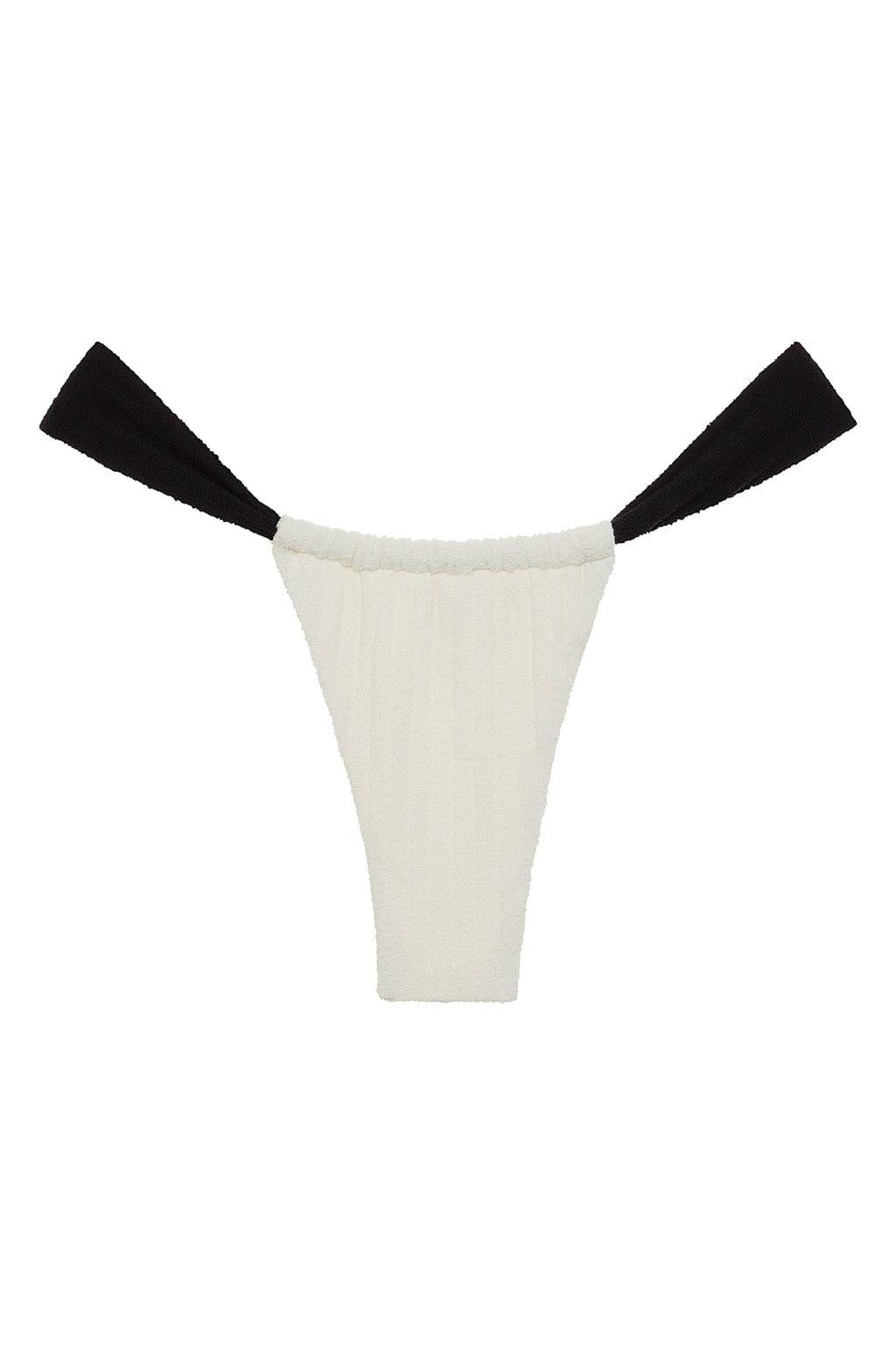 Cream (Black Binded) Terry Rib Sandra Bikini Bottom