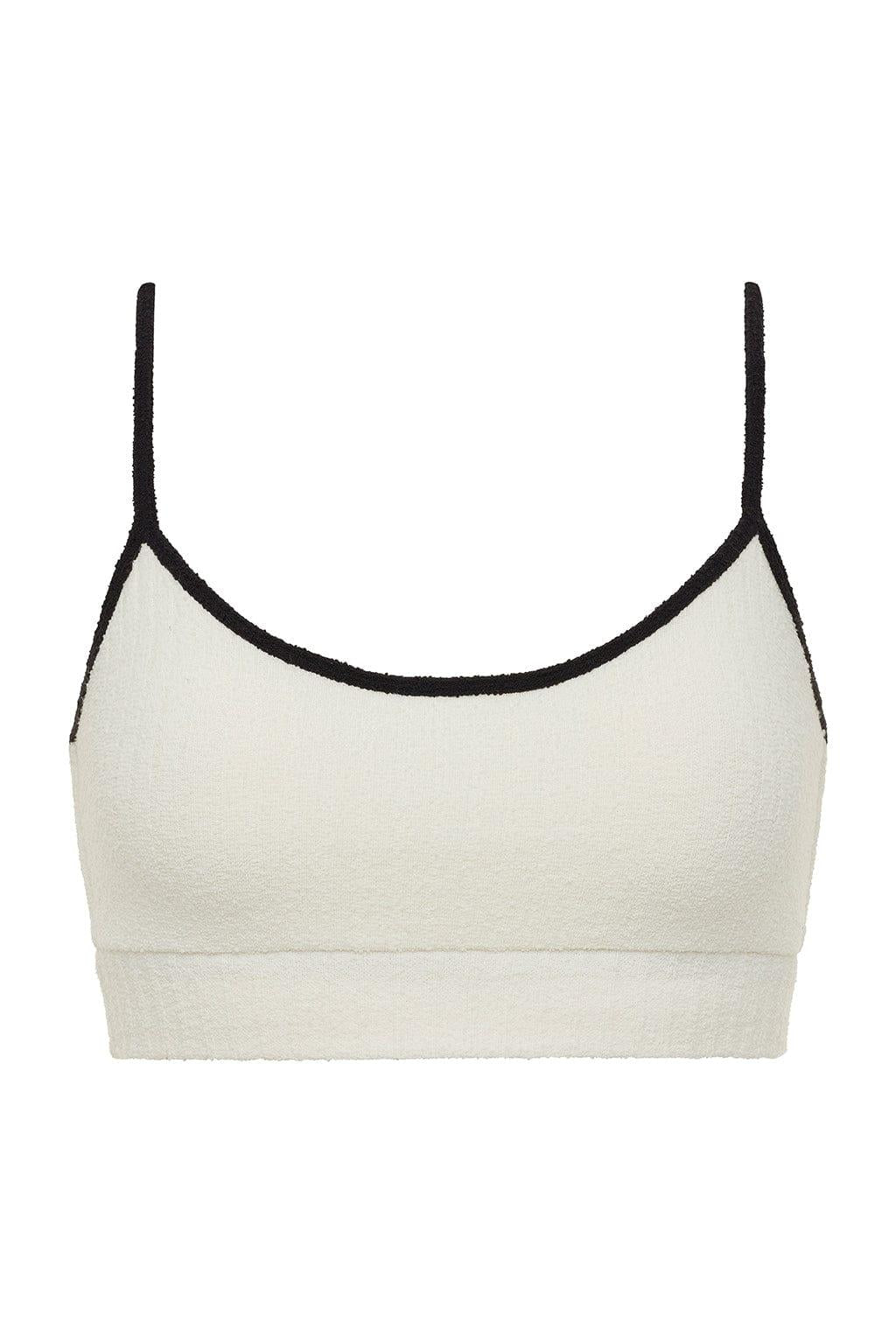 Cream (Black Binded) Terry Rib Simple Sport Top