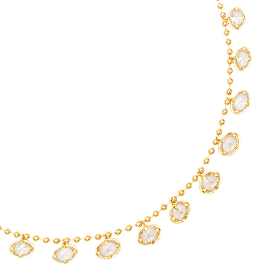 Cubic Zirconia Drop Choker- Gold