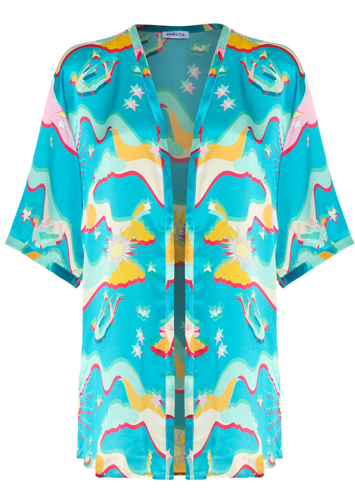 Image of product named astroelevator lautrec silk kimono by Paolita London