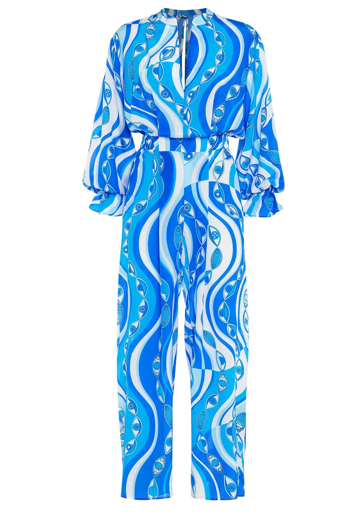 Image of product named ocean eyes felix silk jumpsuit by Paolita London