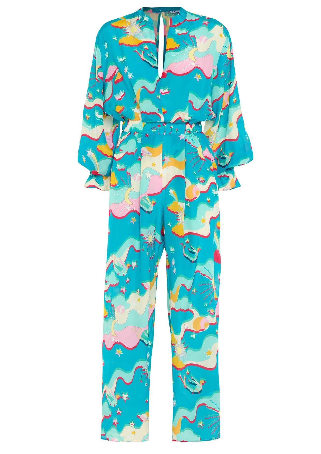 Image of product named astroelevator felix silk jumpsuit by Paolita London