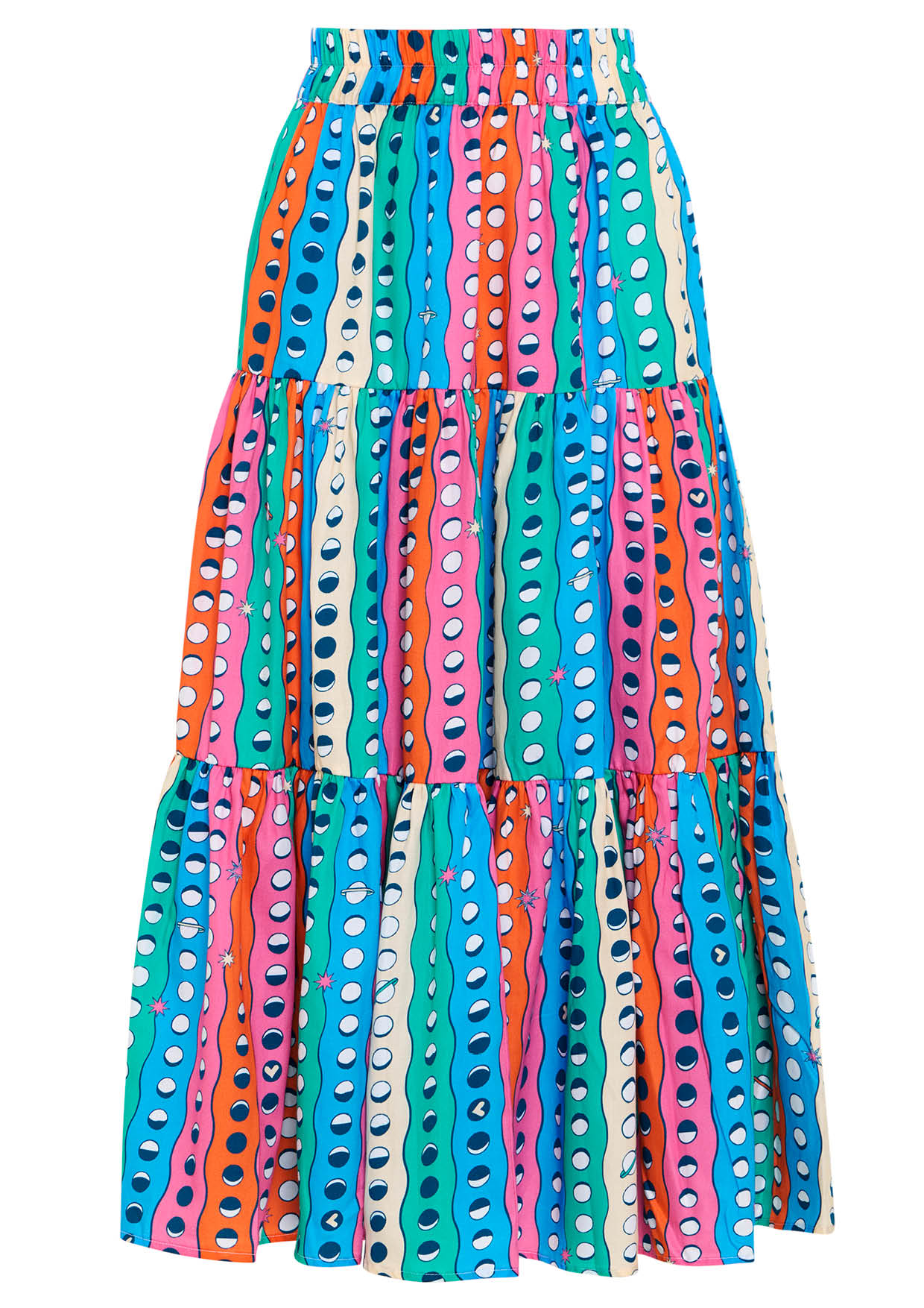 Image of product named moonshine ruffle midi skirt by Paolita London