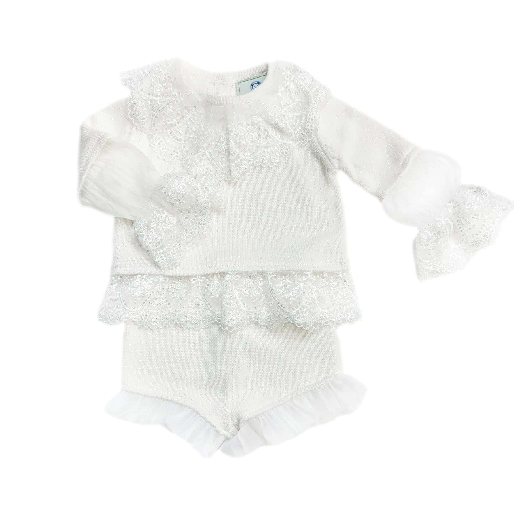Emma White Cotton and Lace Top and Shorts Set - Petite Maison Kids