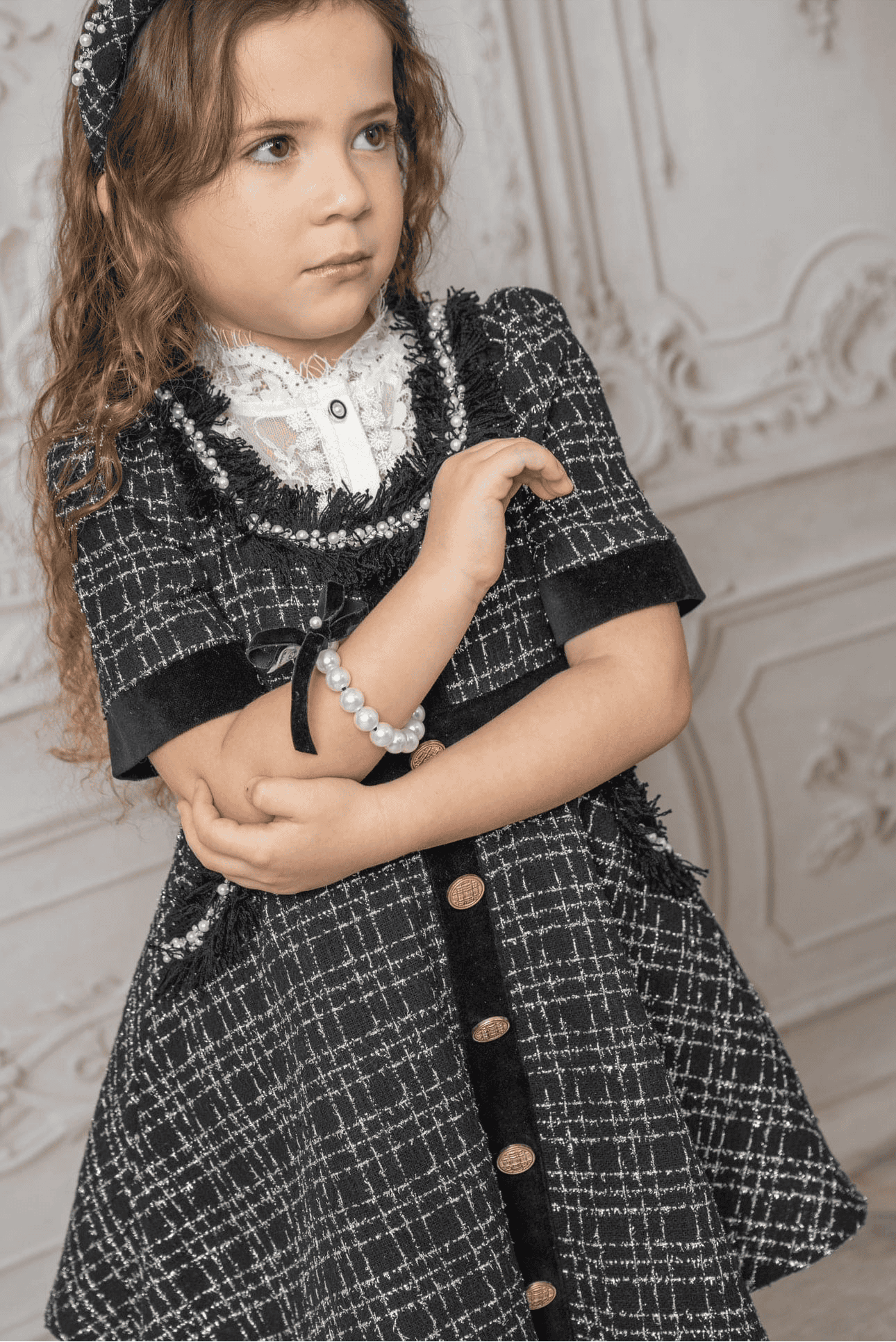 Orea Black and Silver Tweed Dress - Petite Maison Kids