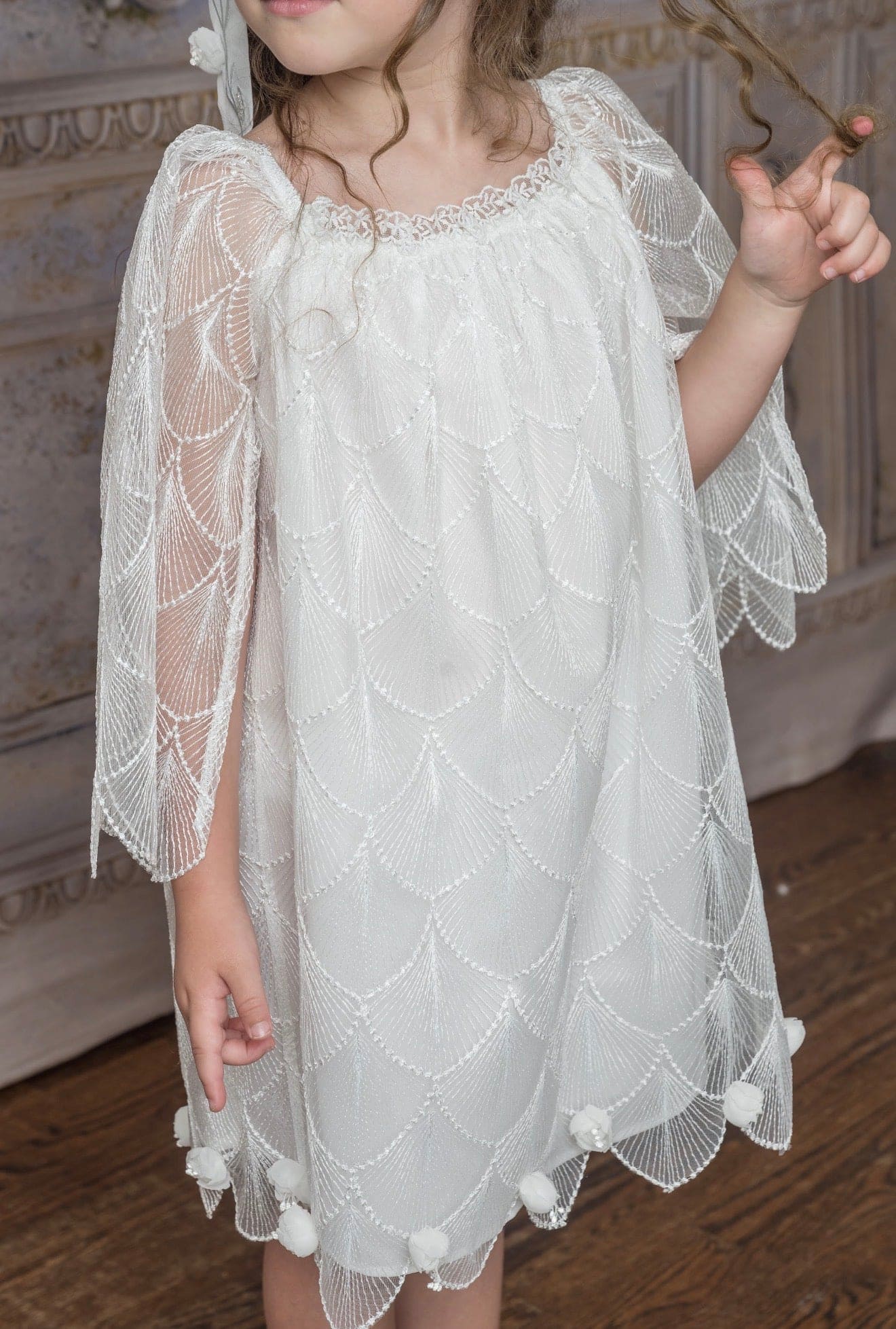 Faith White Scallop Dress - Petite Maison Kids