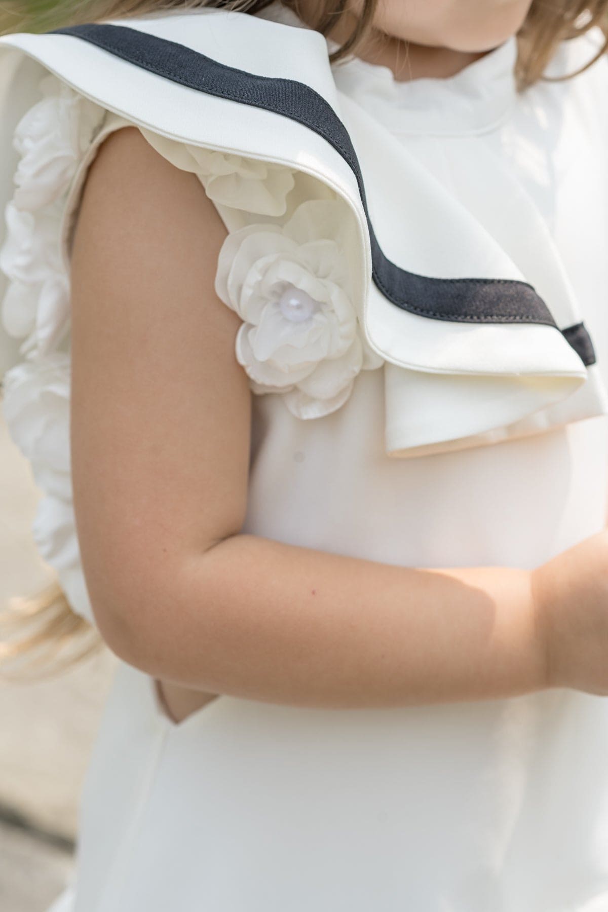 Alex White Ruffle Dress with Black Contrast Line - Petite Maison Kids