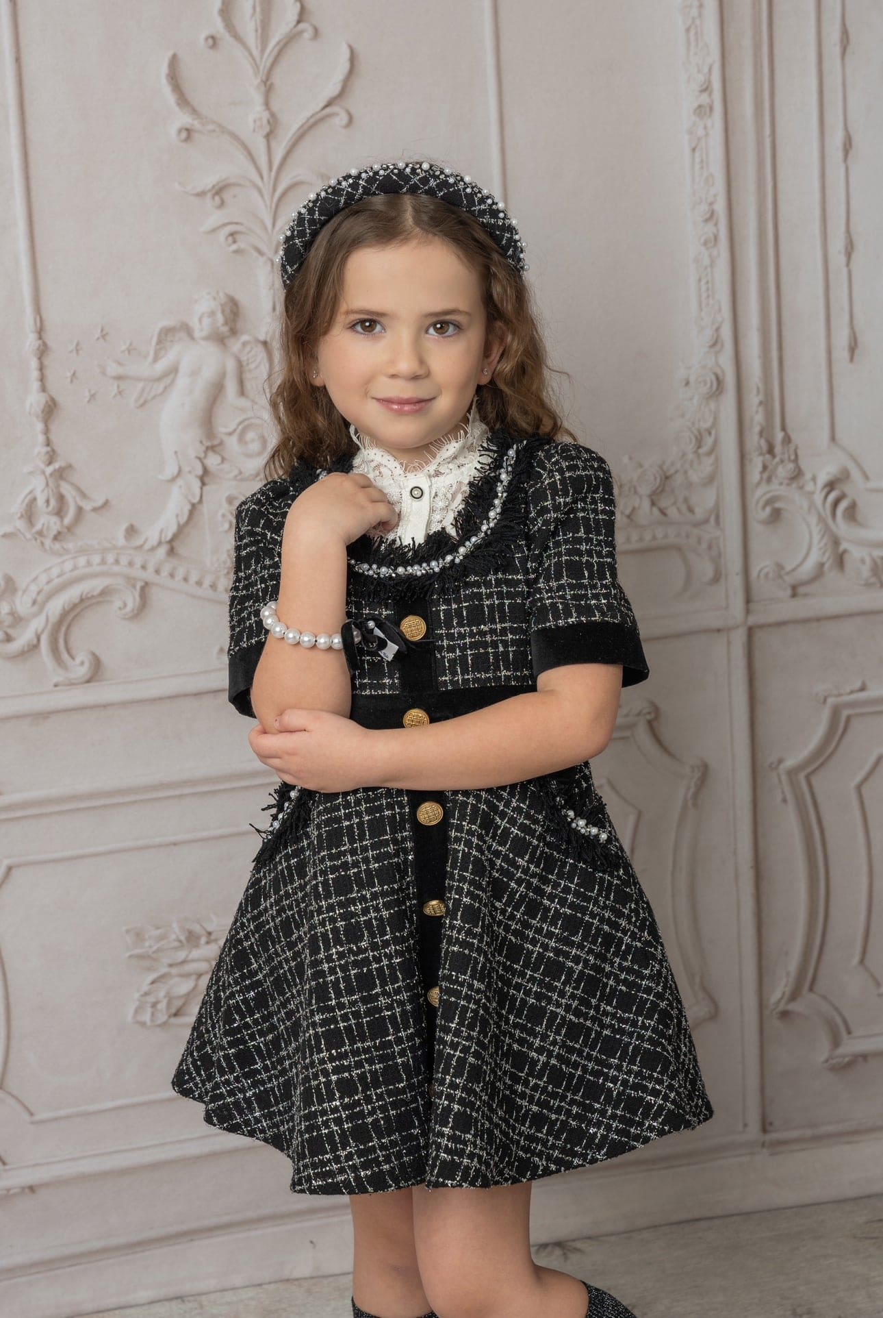 Orea Black and Silver Tweed Dress - Petite Maison Kids