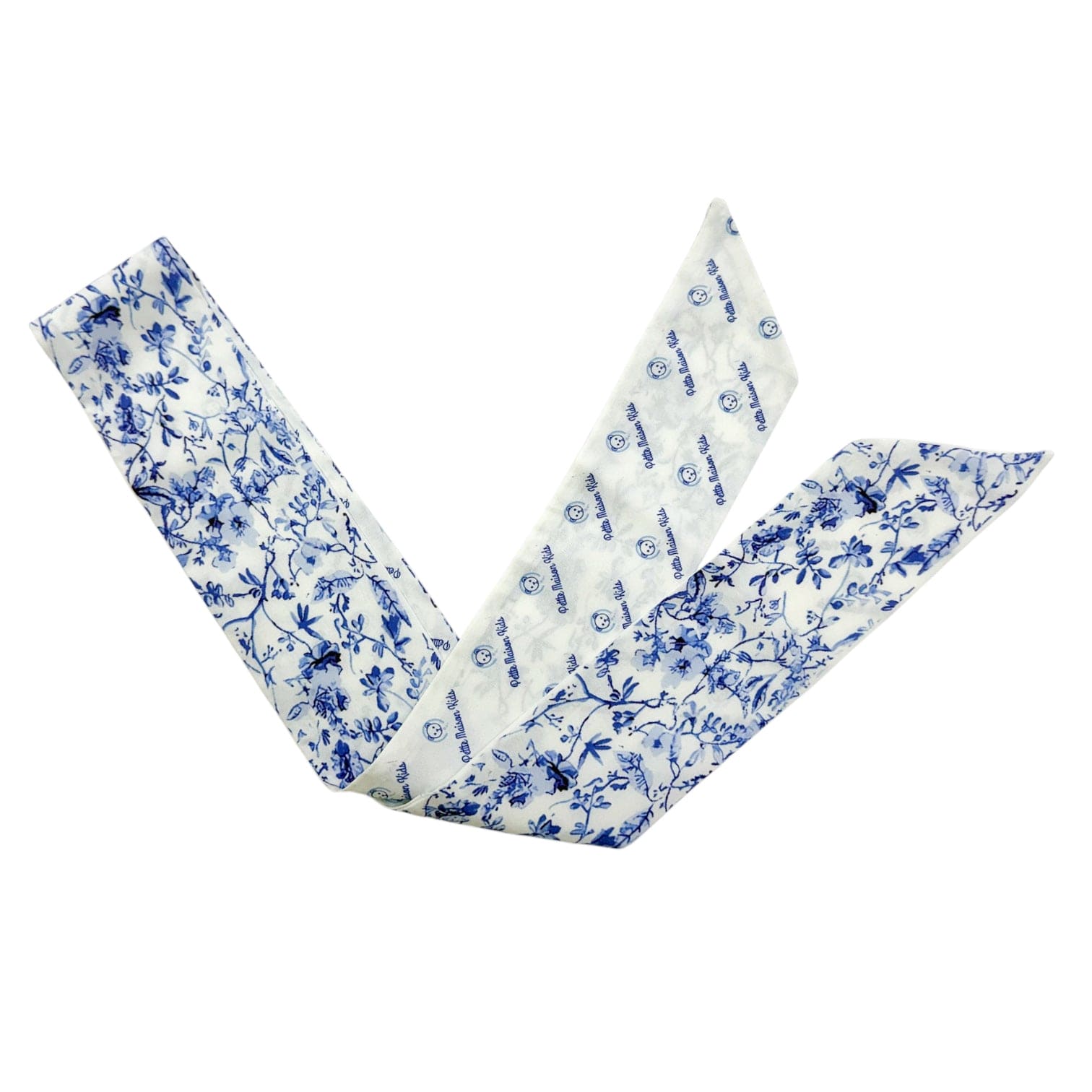 Jaylin Blue and White Logo Chiffon Scarf - Petite Maison Kids
