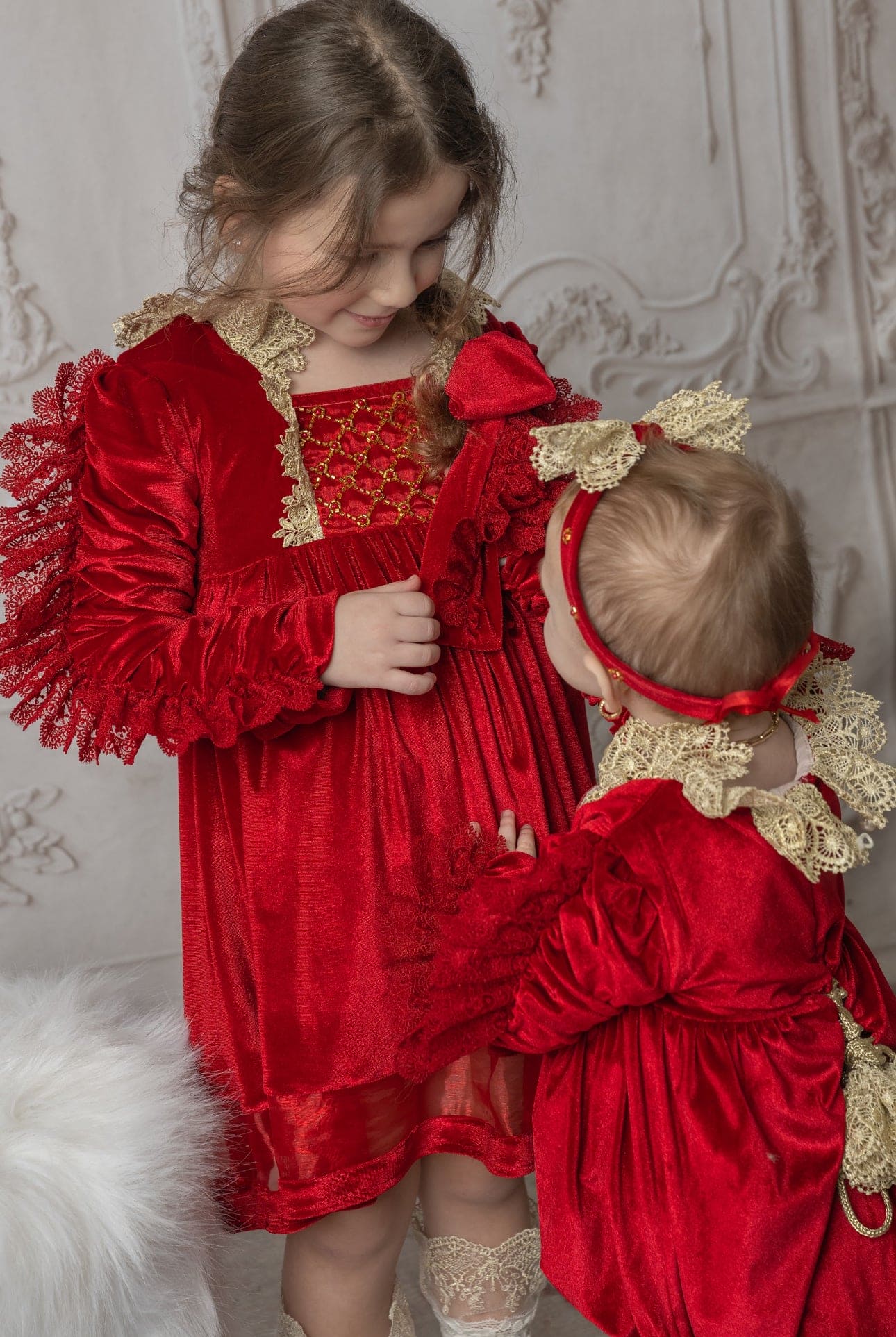 Victoria Red Velvet Romper - Petite Maison Kids