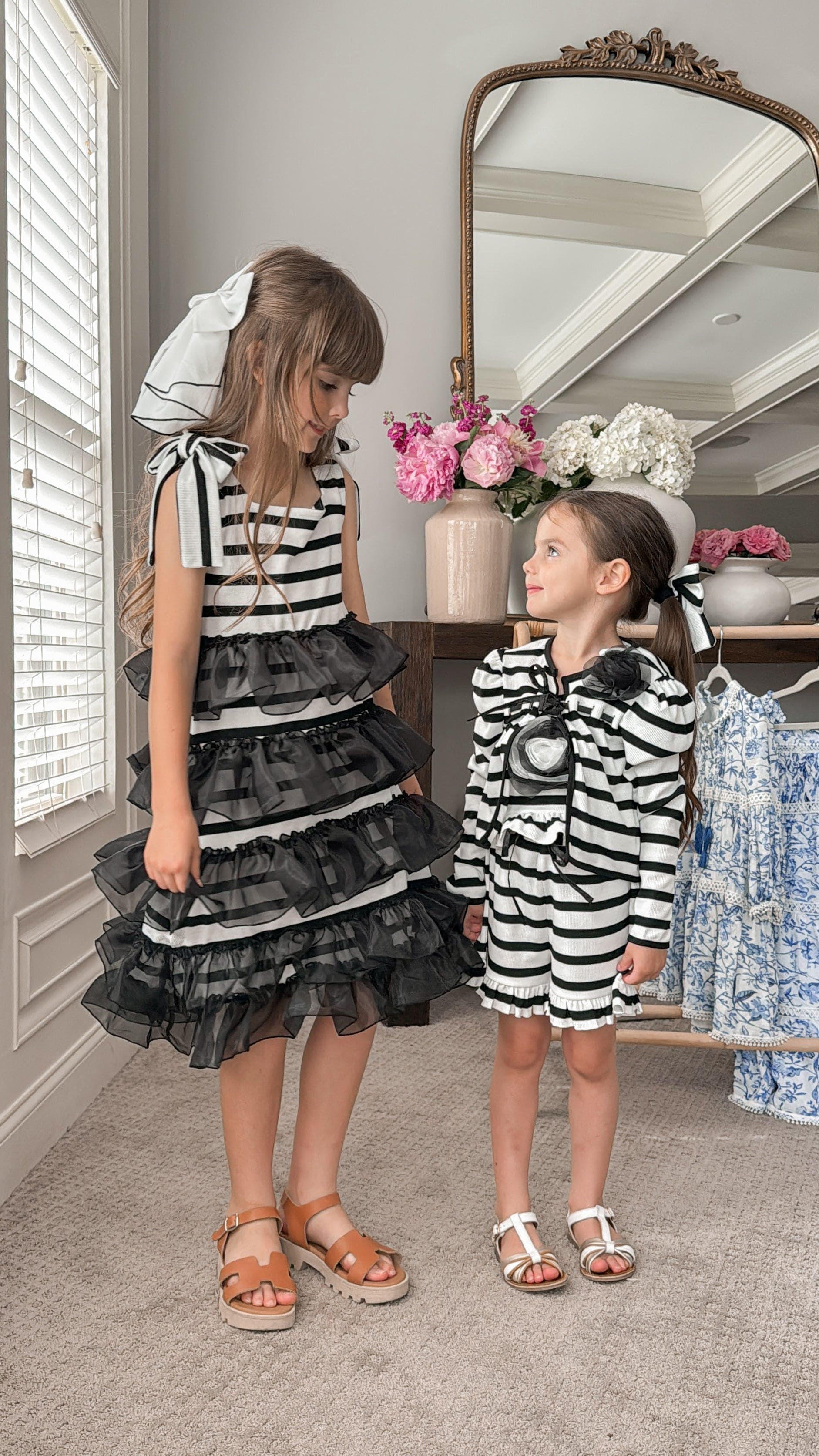 Monaco Black and White Striped Cardigan - Petite Maison Kids