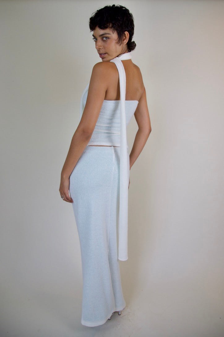 STRAPLESS TOP IN IVORY + MOHAIR