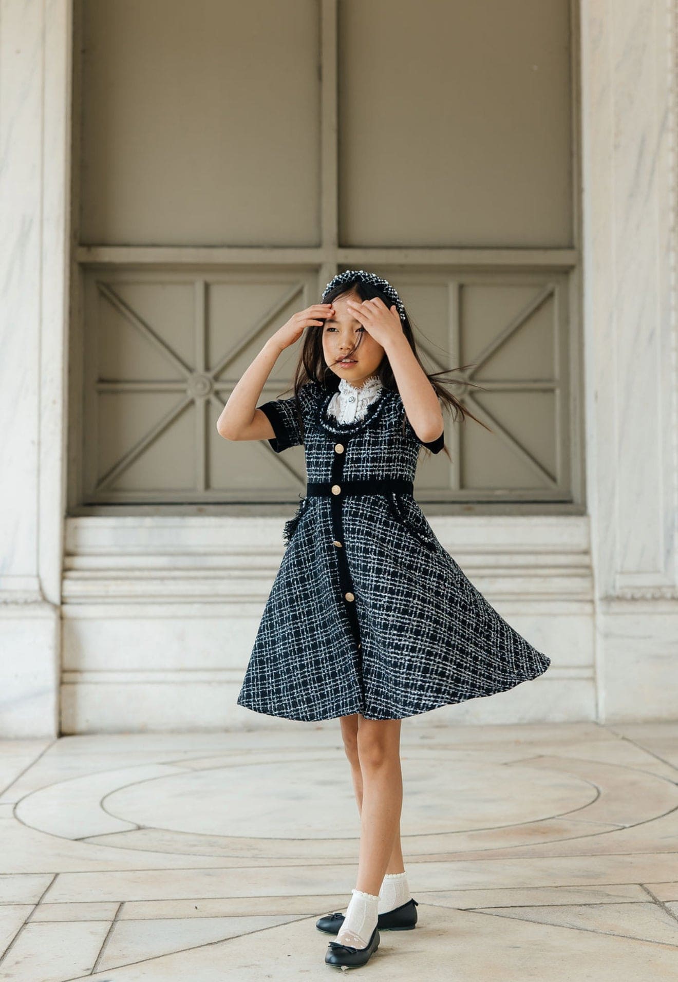 Orea Black and Silver Tweed Dress - Petite Maison Kids