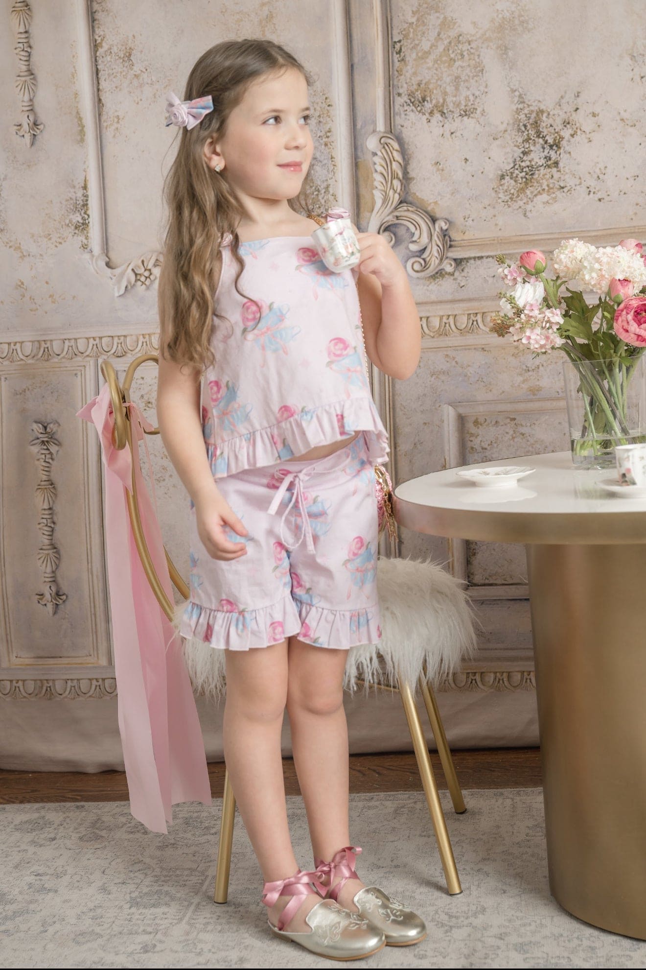 Maya Teacup Pink Girls' Top and Shorts Set - Petite Maison Kids