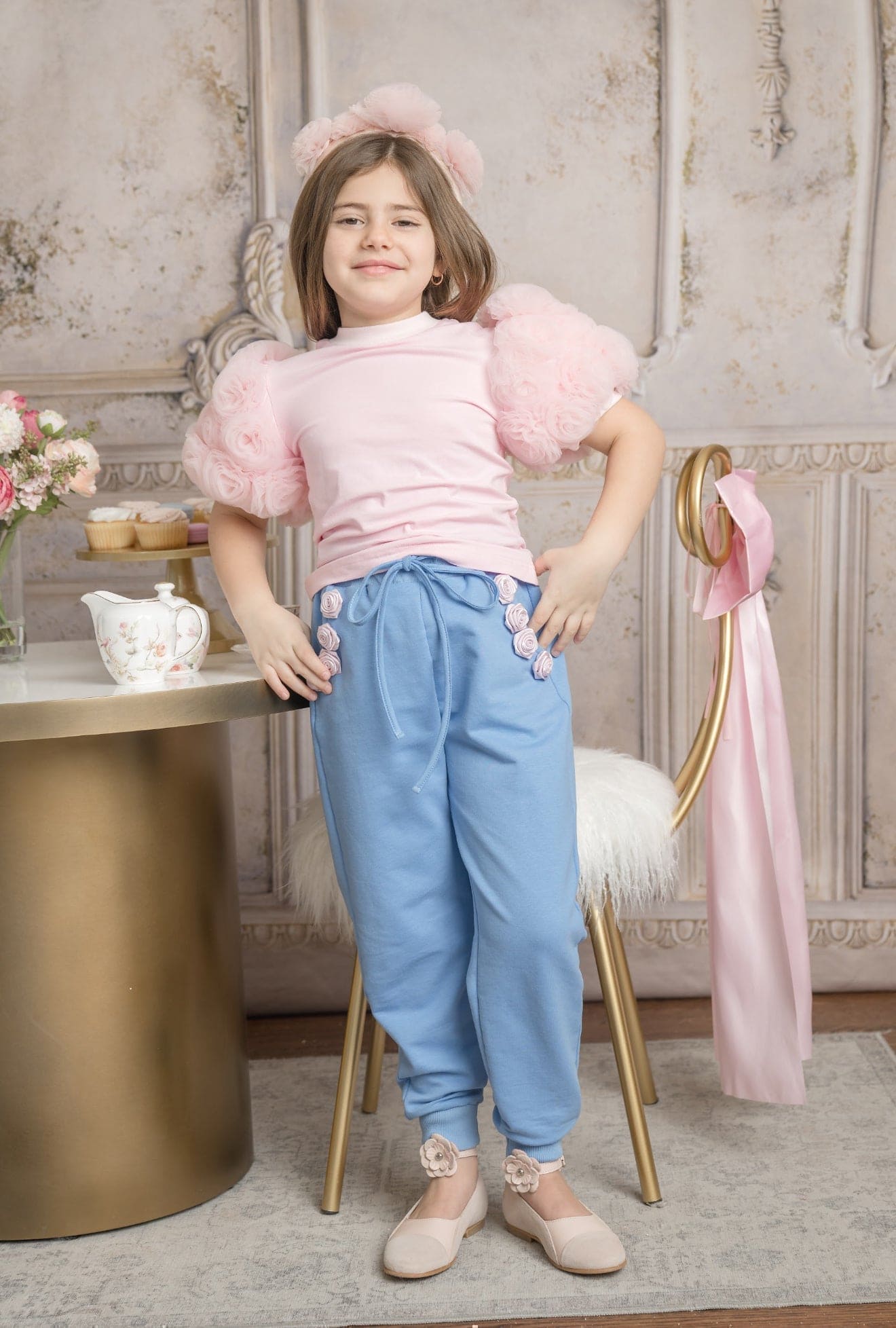 Maya Blue Cotton Lounge Pants - Petite Maison Kids