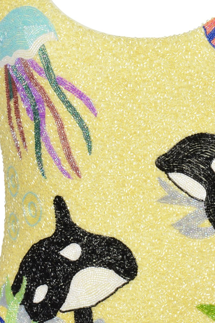 Orca Hand Beaded Yellow Swimsuit