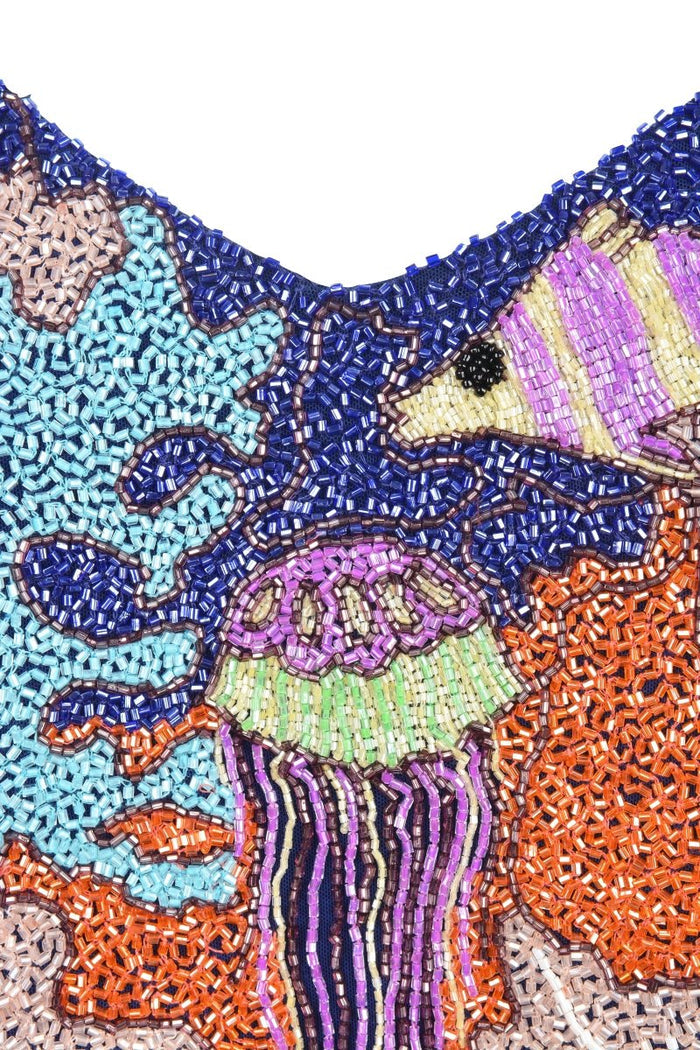 Fish Beaded Top Blue