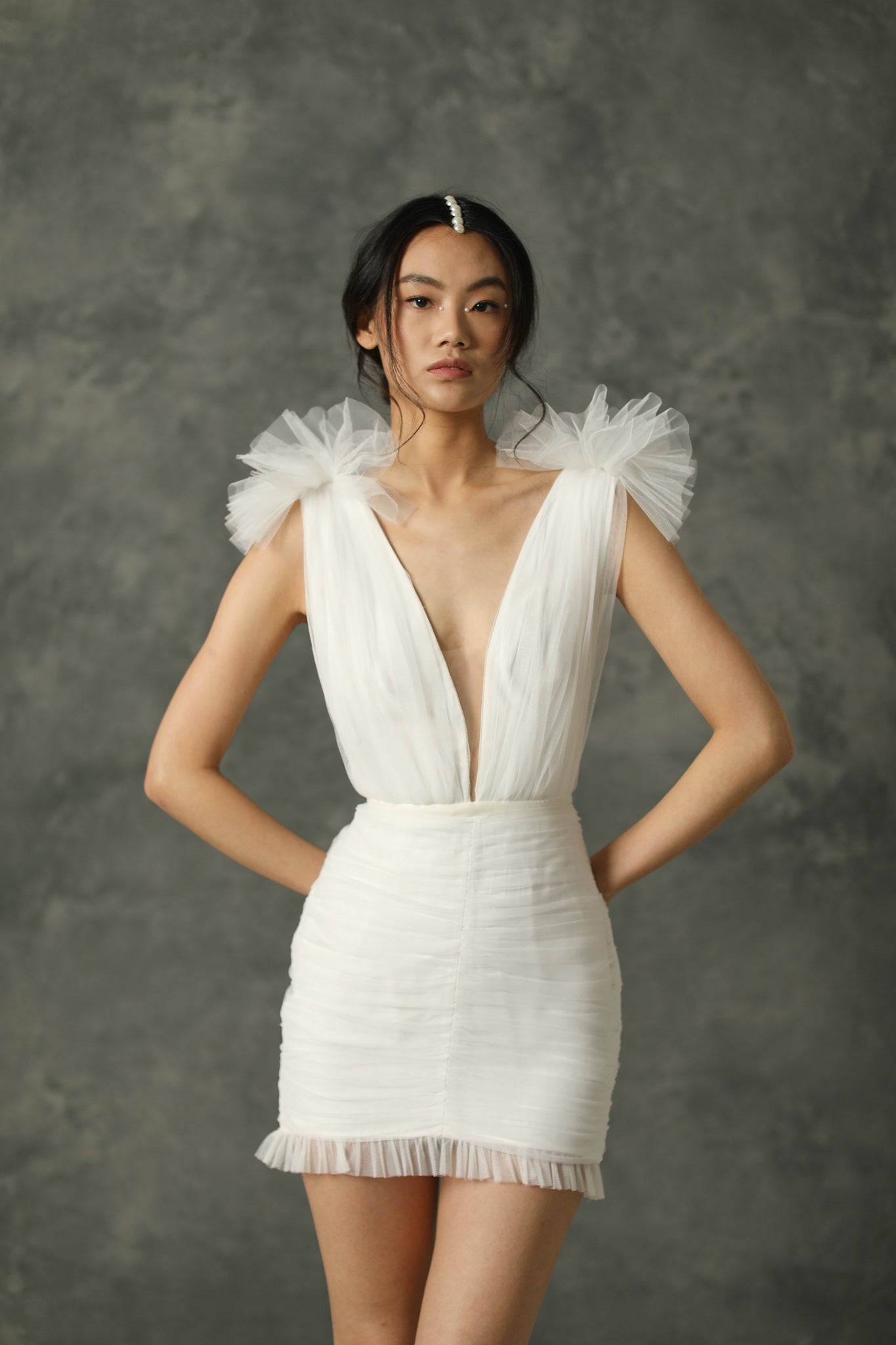 Harlie Tulle Mini Dress - Ivory