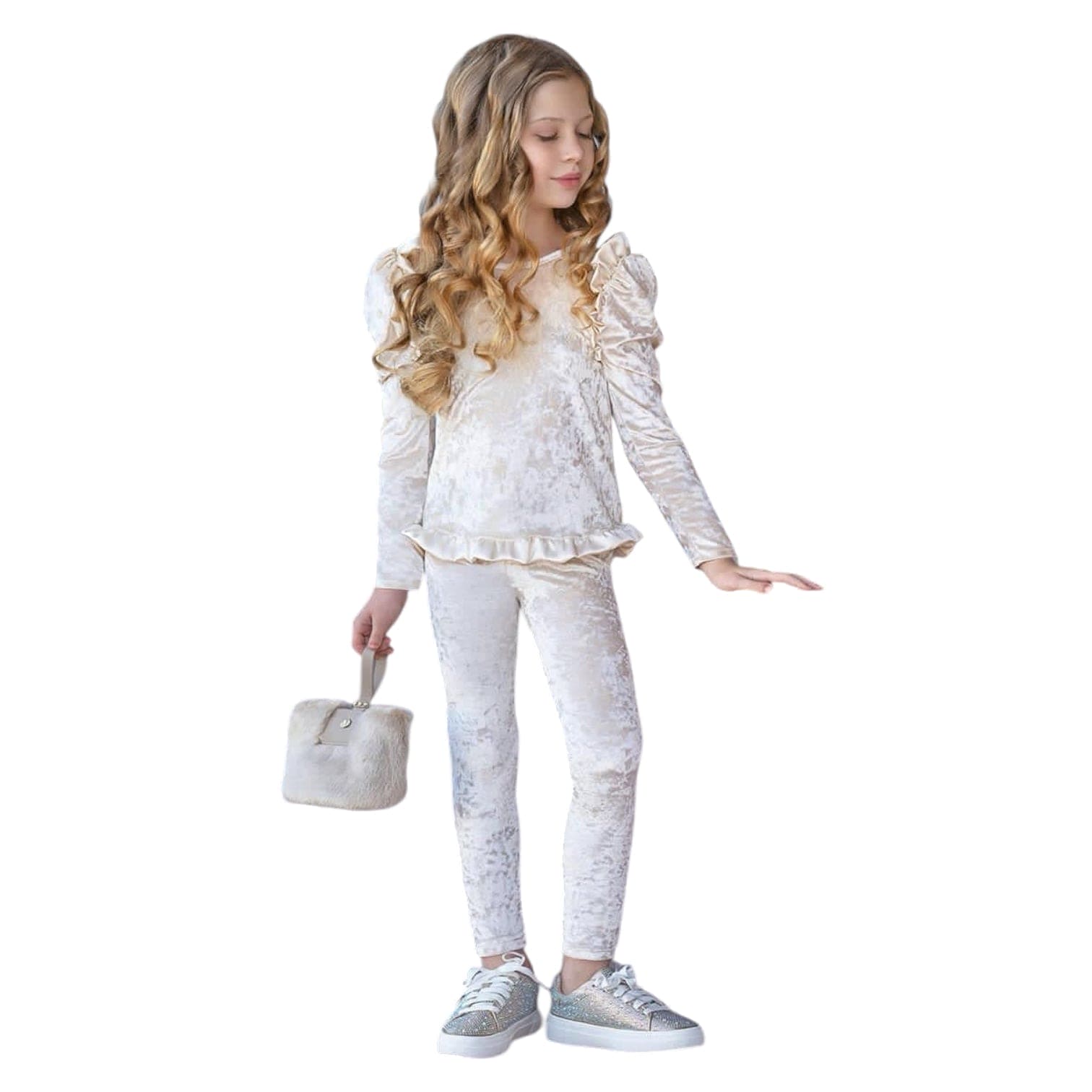 Cream Velour Lounge Set - Petite Maison Kids