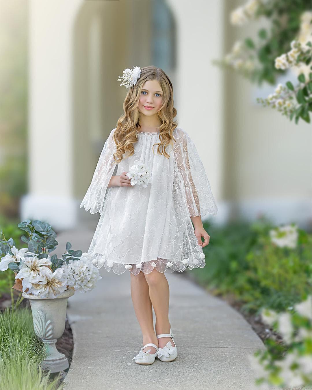 Faith White Scallop Dress - Petite Maison Kids