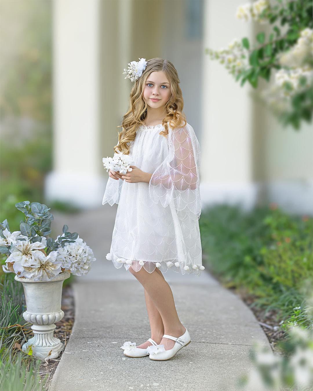 Faith White Scallop Dress - Petite Maison Kids