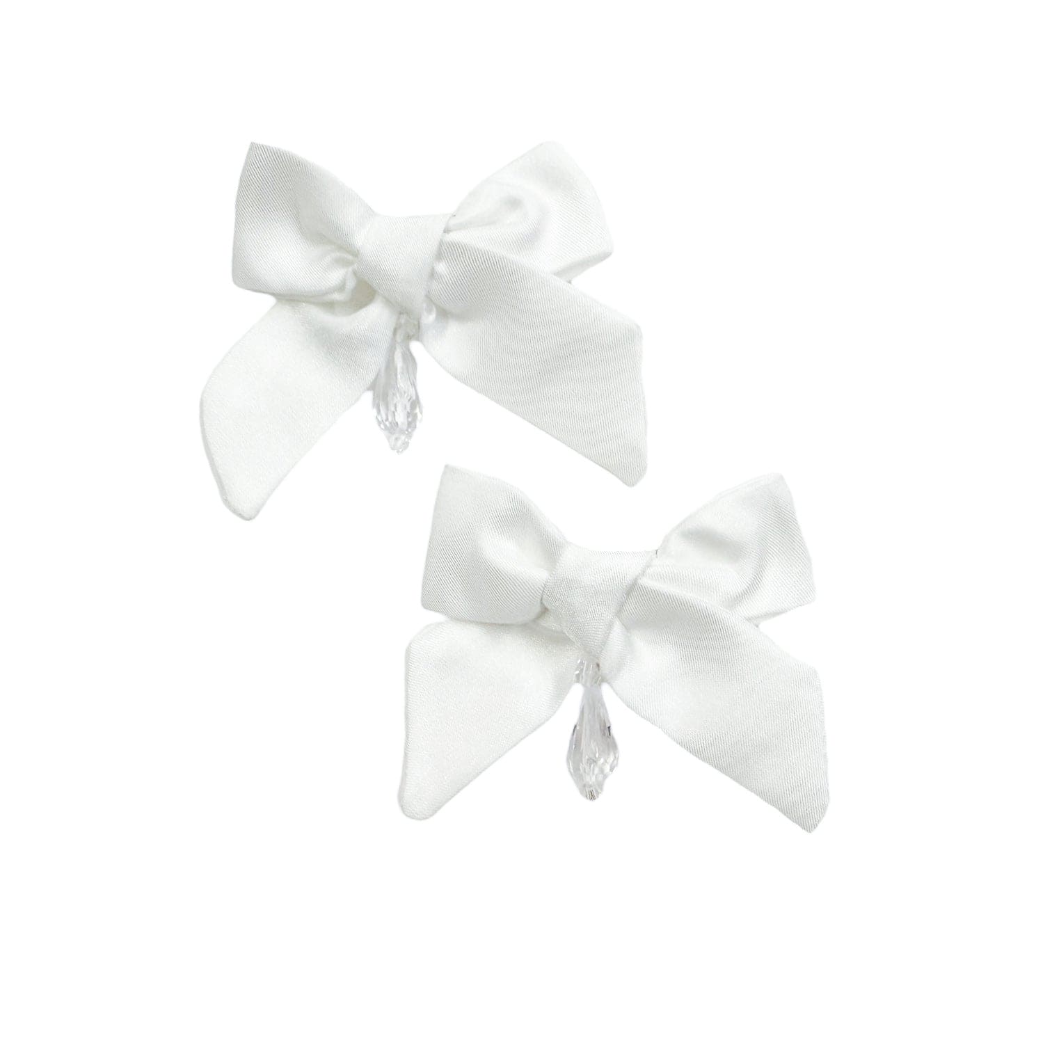 Poppy White Quilted Hair Bow Clips - Petite Maison Kids