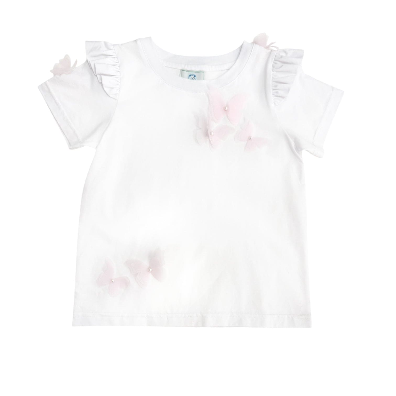 White Butterfly Pima Cotton T-Shirt - Petite Maison Kids