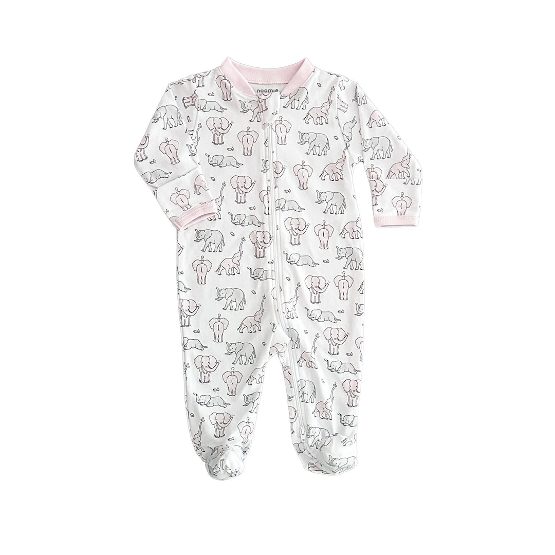 Zipper Footie Pink Elephants