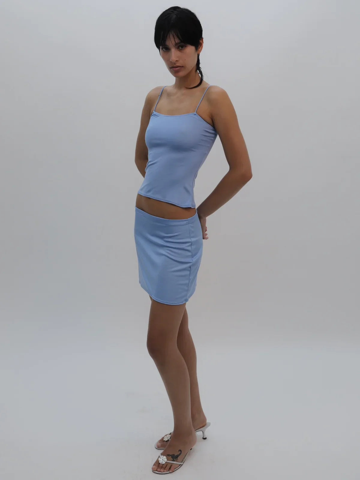 BLUE SILK SKIRT + DEADSTOCK