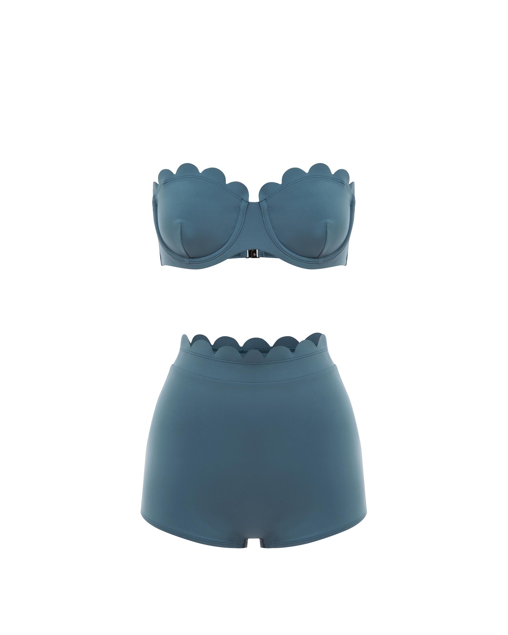 Studio image of the front of the Shell Bandeau - Petrol.