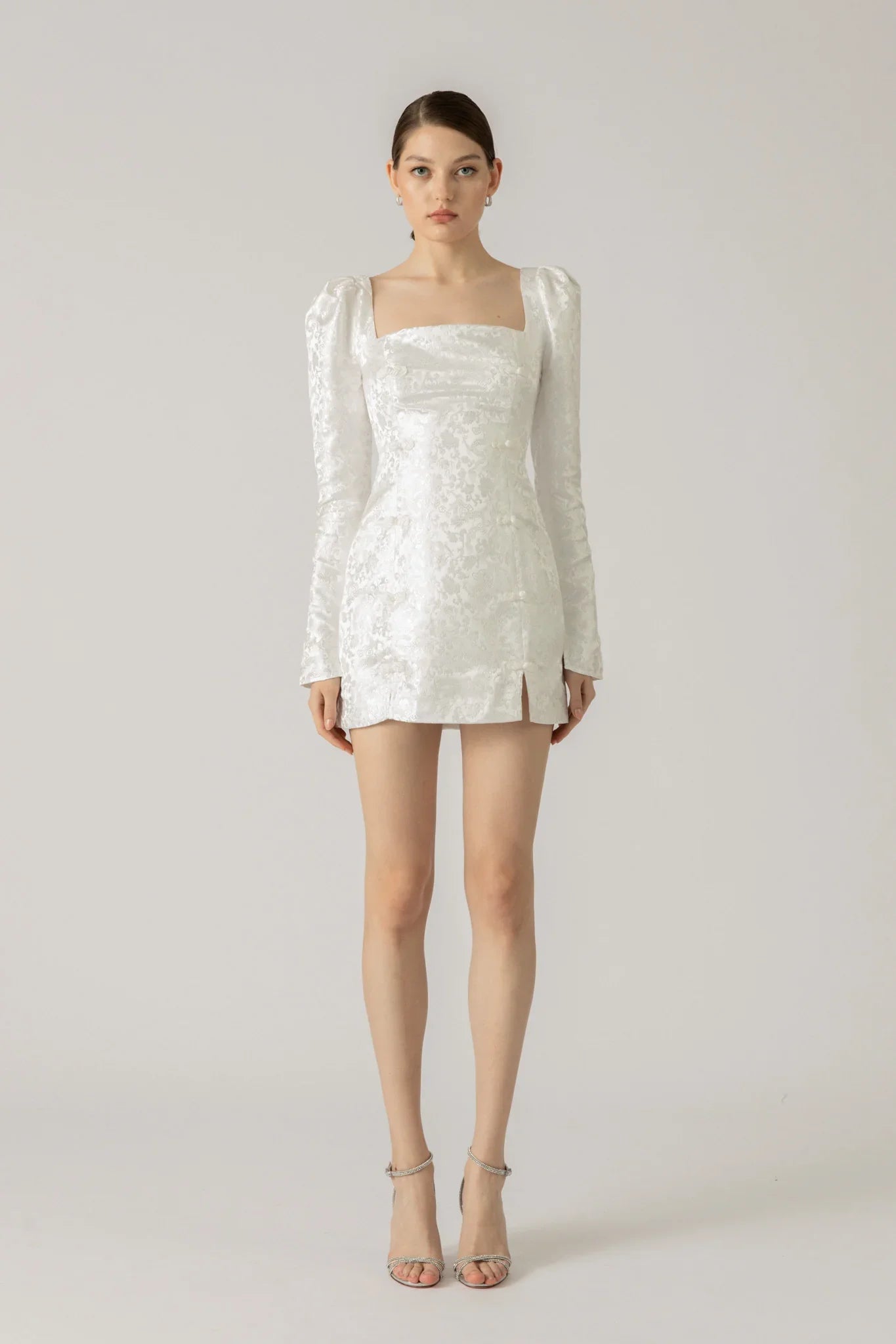 Jen Chinese Jacquard Mini Dress - White