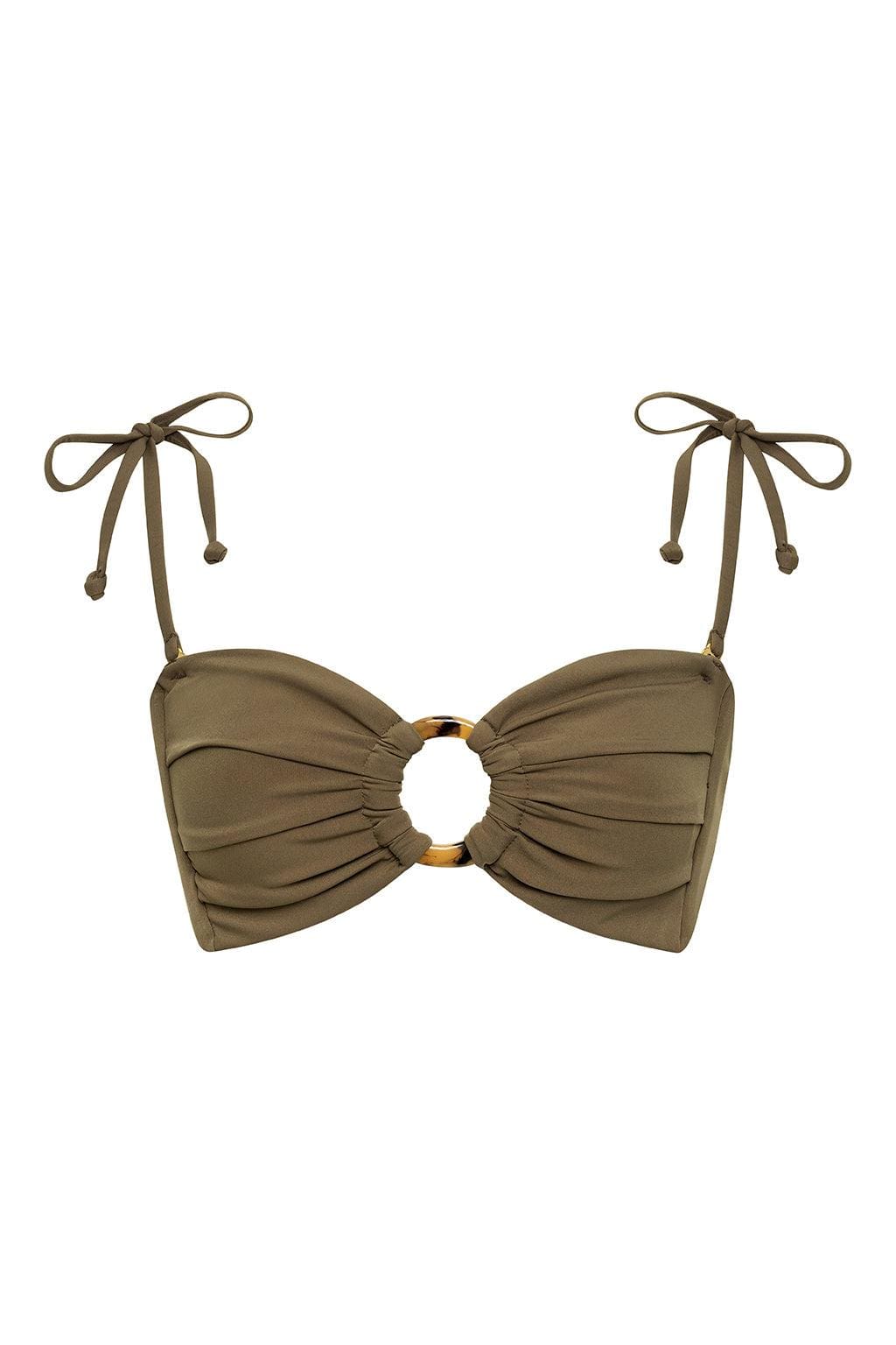 Khaki Tori Ties Bandeau Bikini Top