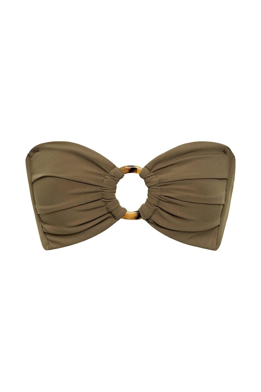 Khaki Tori Ties Bandeau Bikini Top