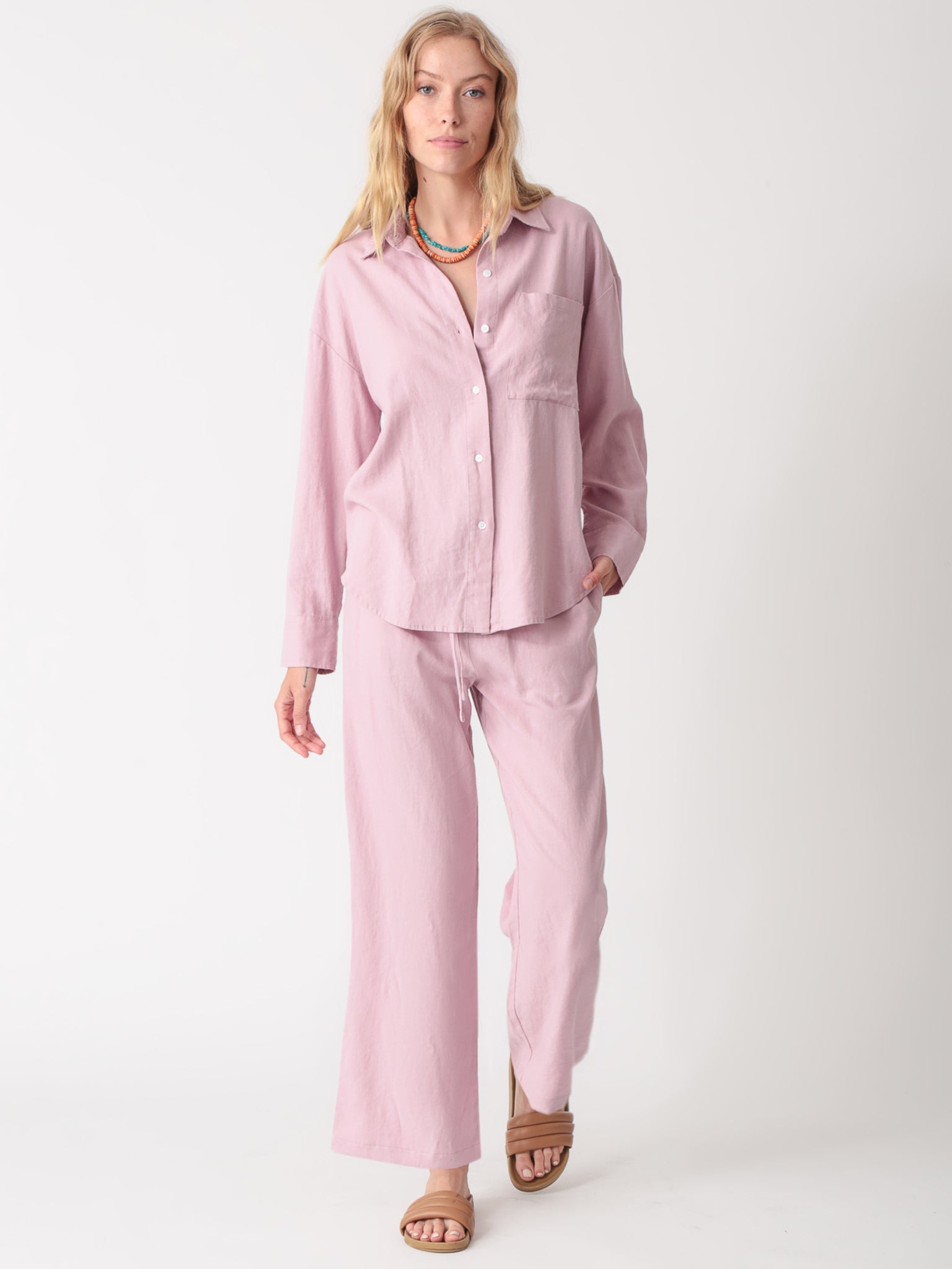 Sail Linen Pant - Dusty Rose
