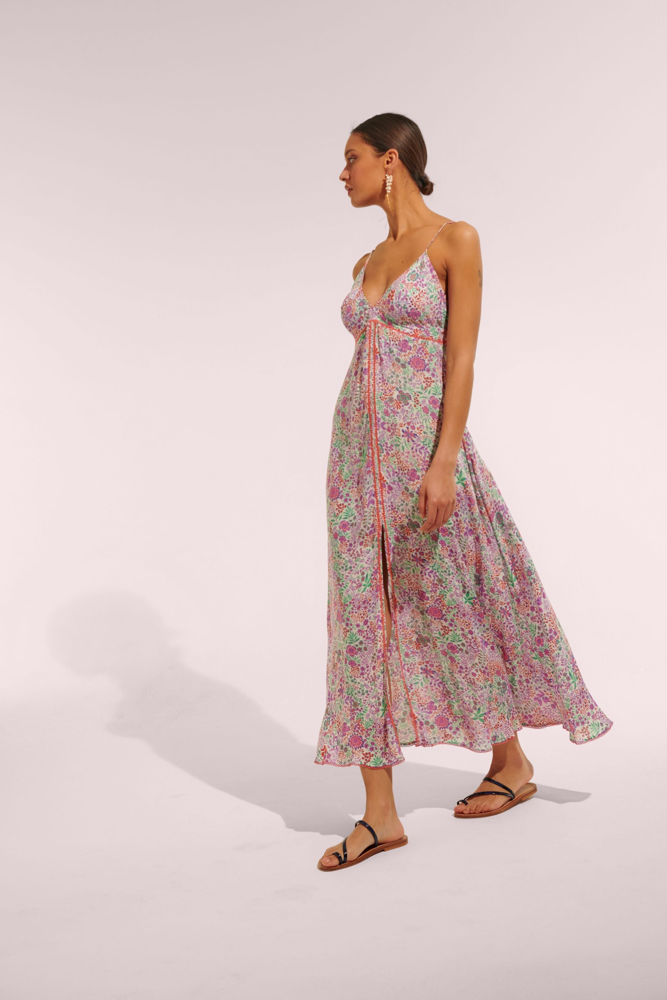 Long Dress Denise - White Lavender Nature