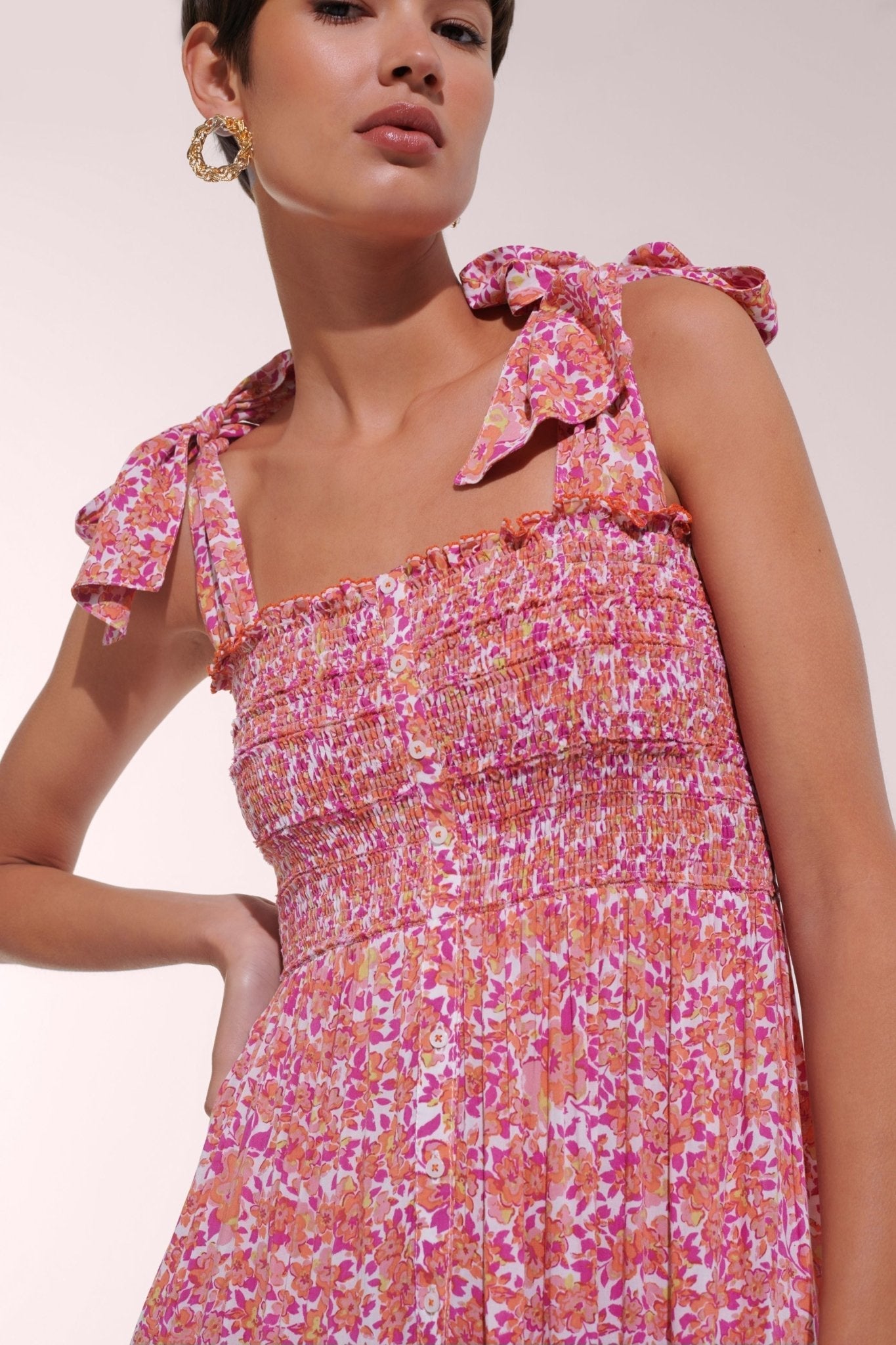 Long Dress Triny - Pink Net
