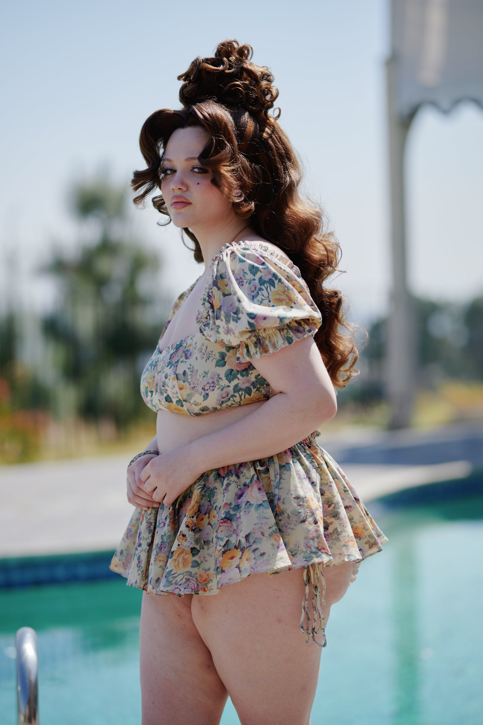 The Blonde Floral Babydoll Bikini Top