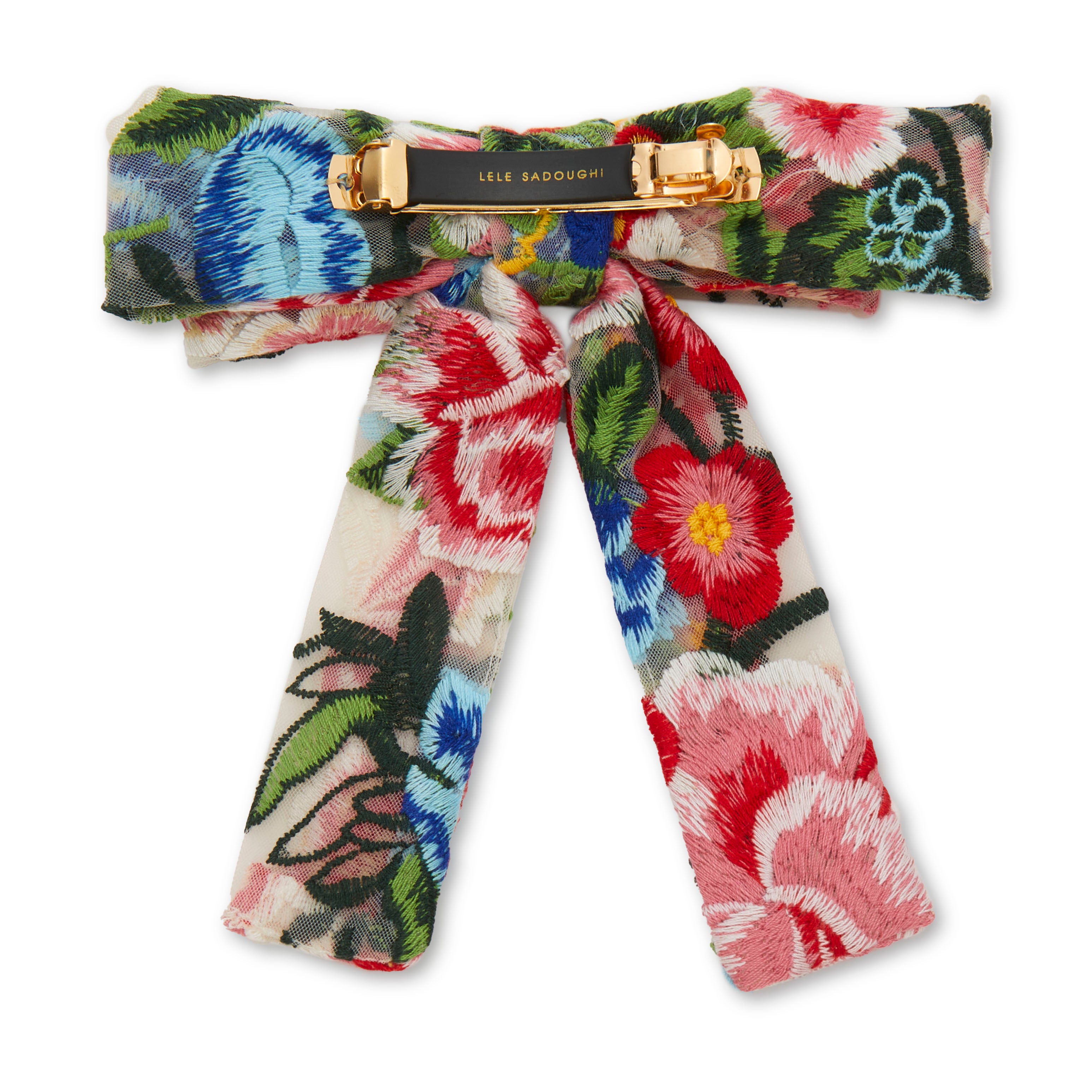 Antoinette Floral Embroidered Bow Barrette