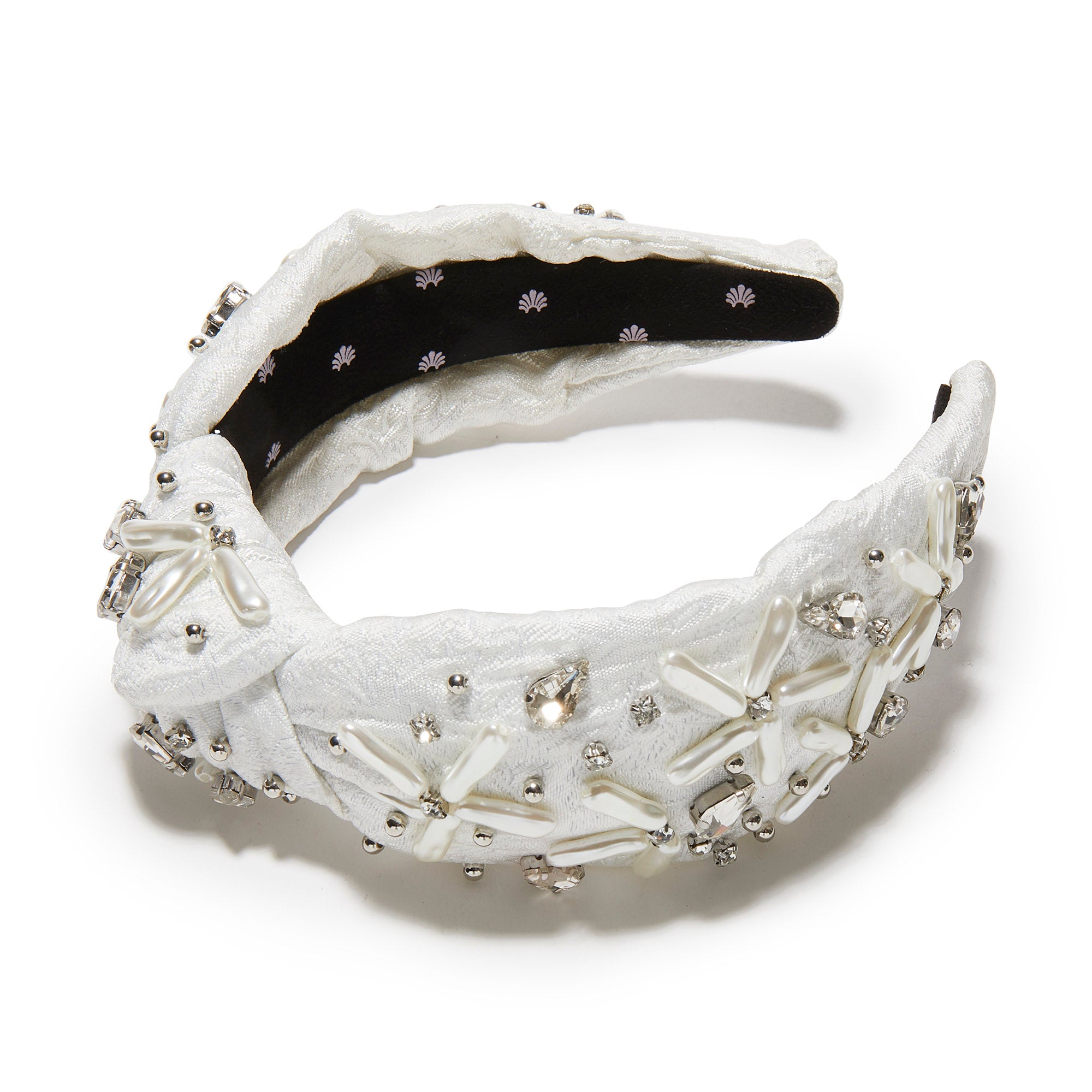 Knotted Pearl Floral Brocade Headband