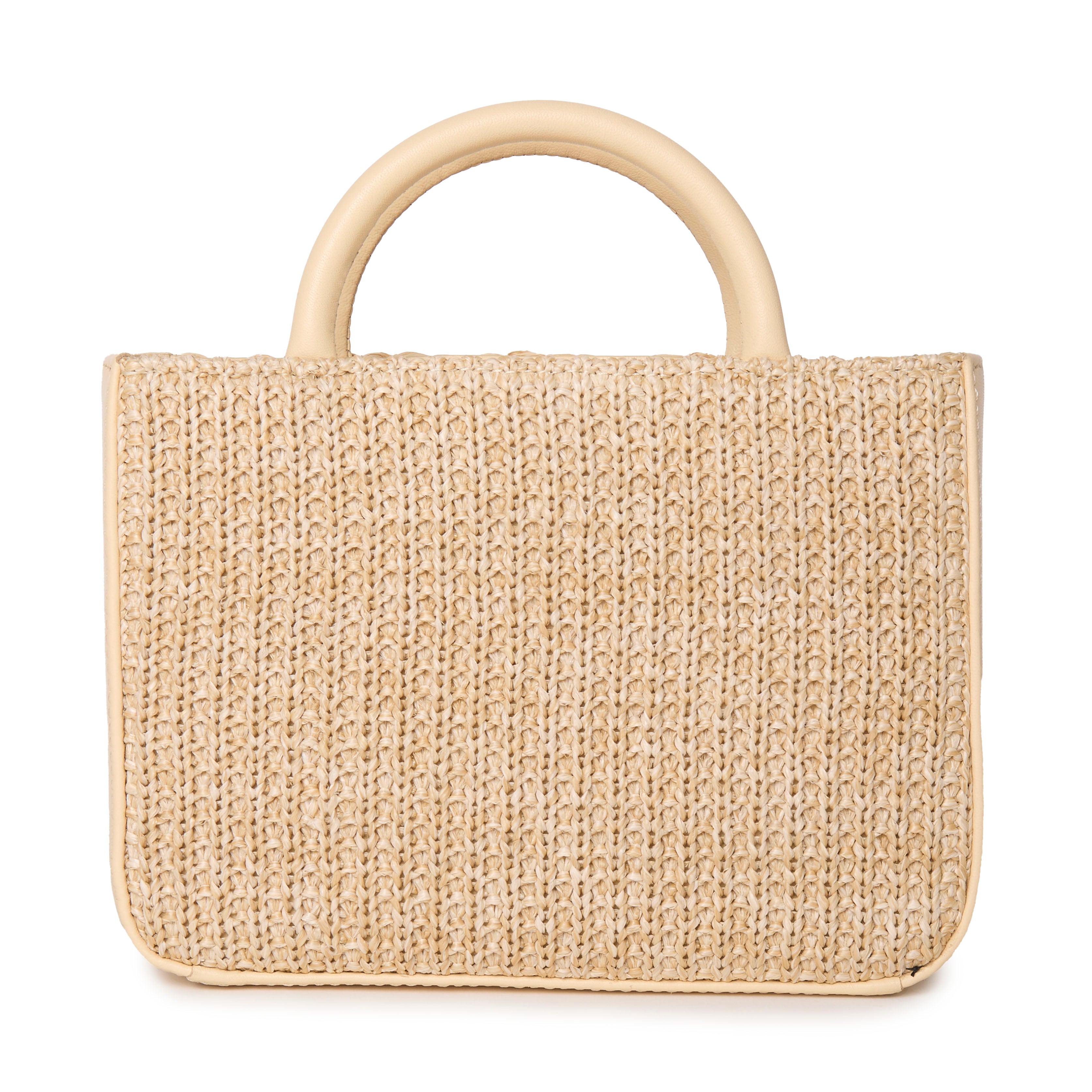 Maya Crystal Fan Raffia Mini Tote