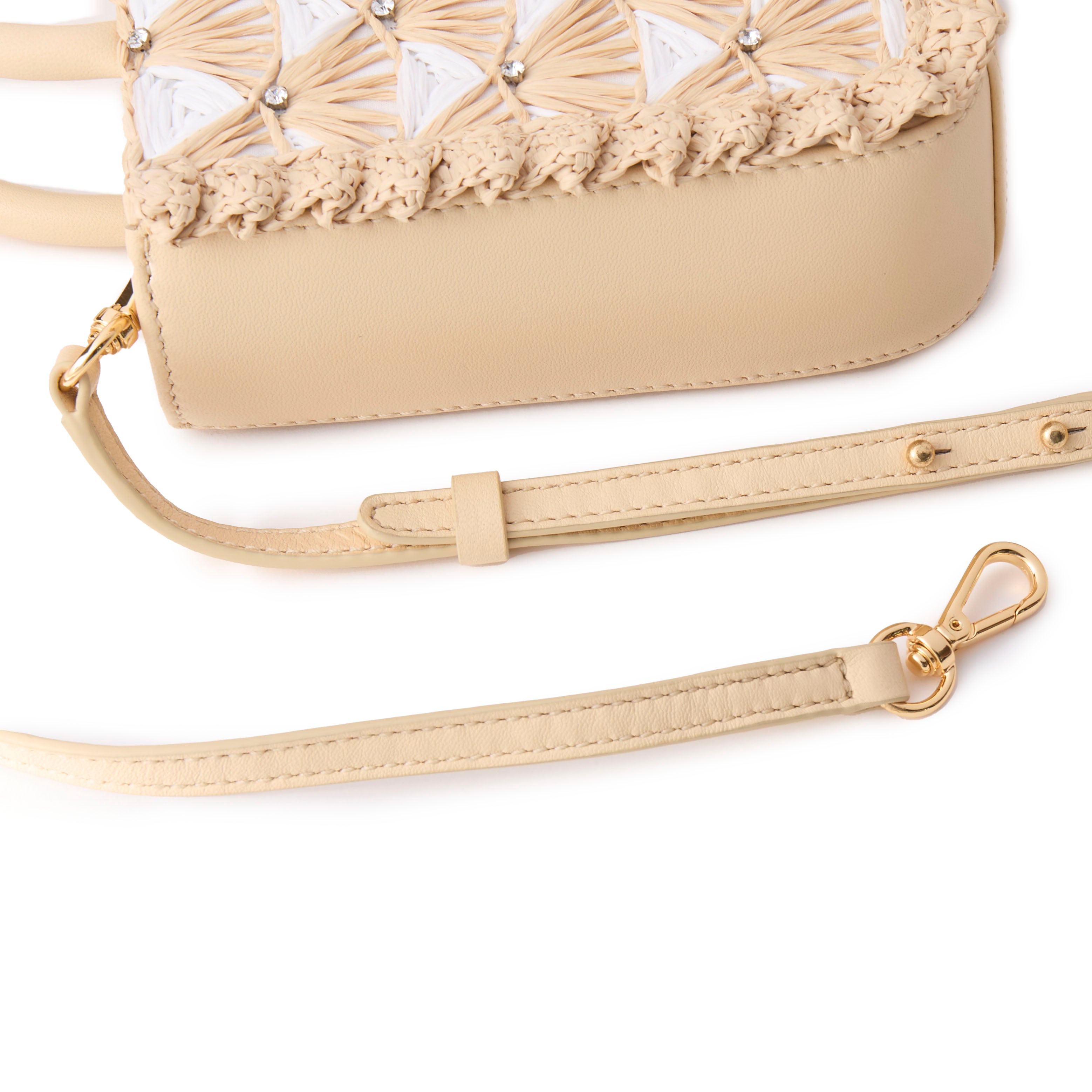 Maya Crystal Fan Raffia Mini Tote
