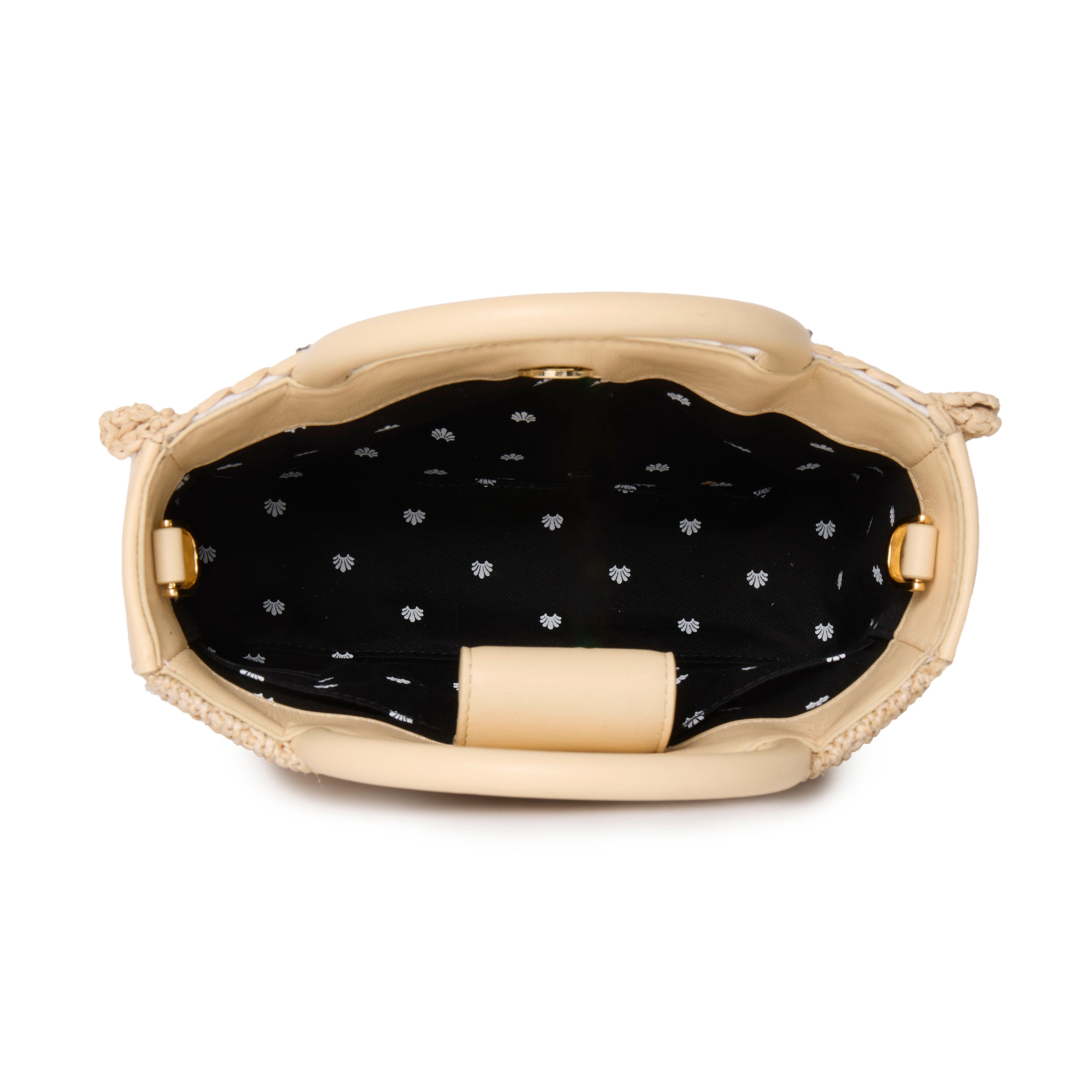 Maya Crystal Fan Raffia Mini Tote