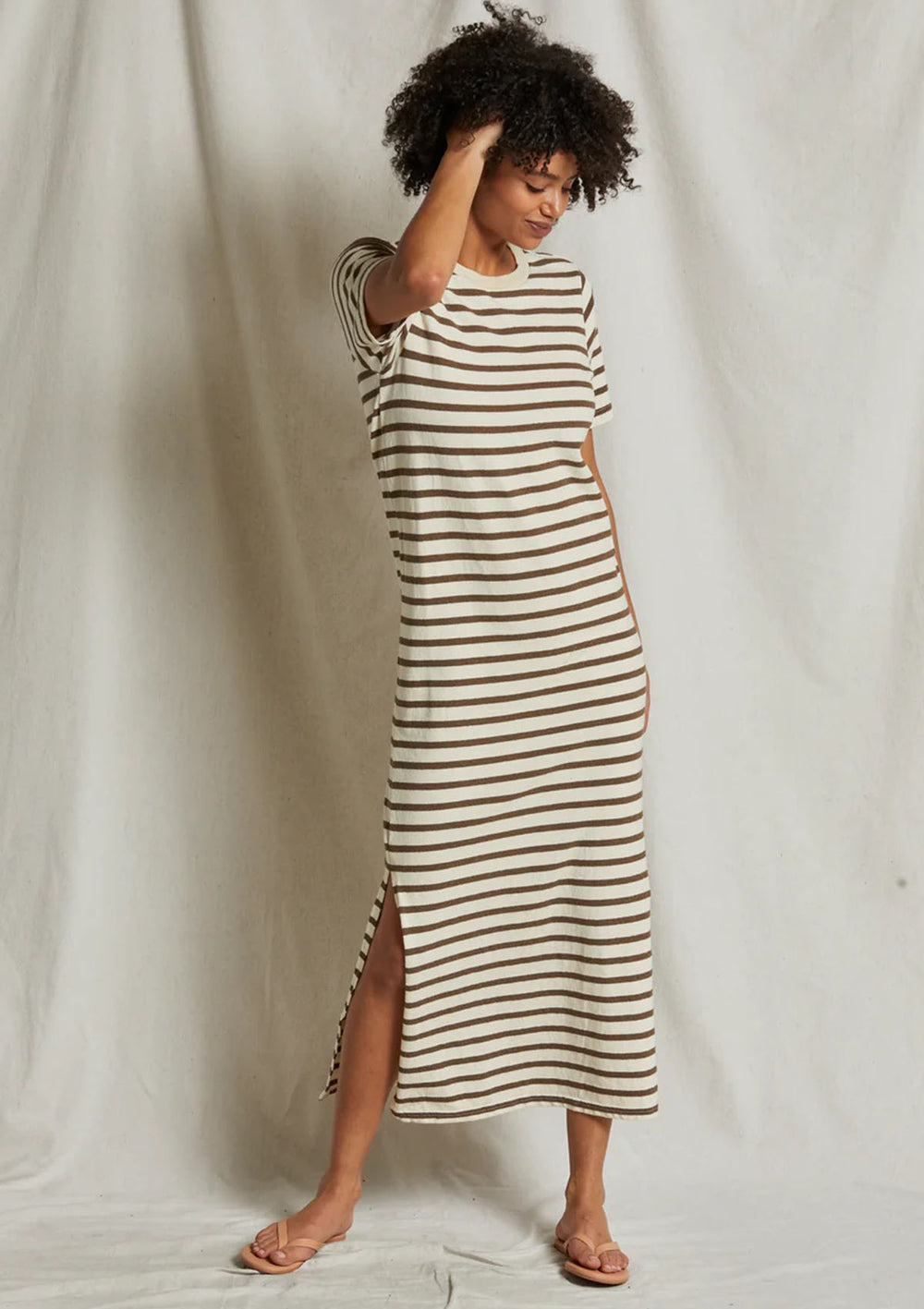 D32 - Lover - Recycled Cotton Stripped SS Maxi Dress