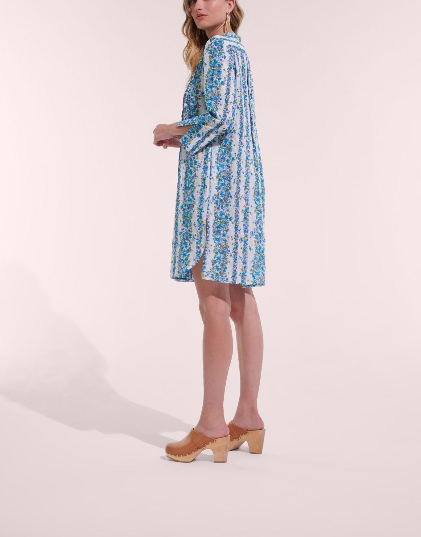 Poupette St Barth - Mini Dress Bea - Blue Waves Flowers